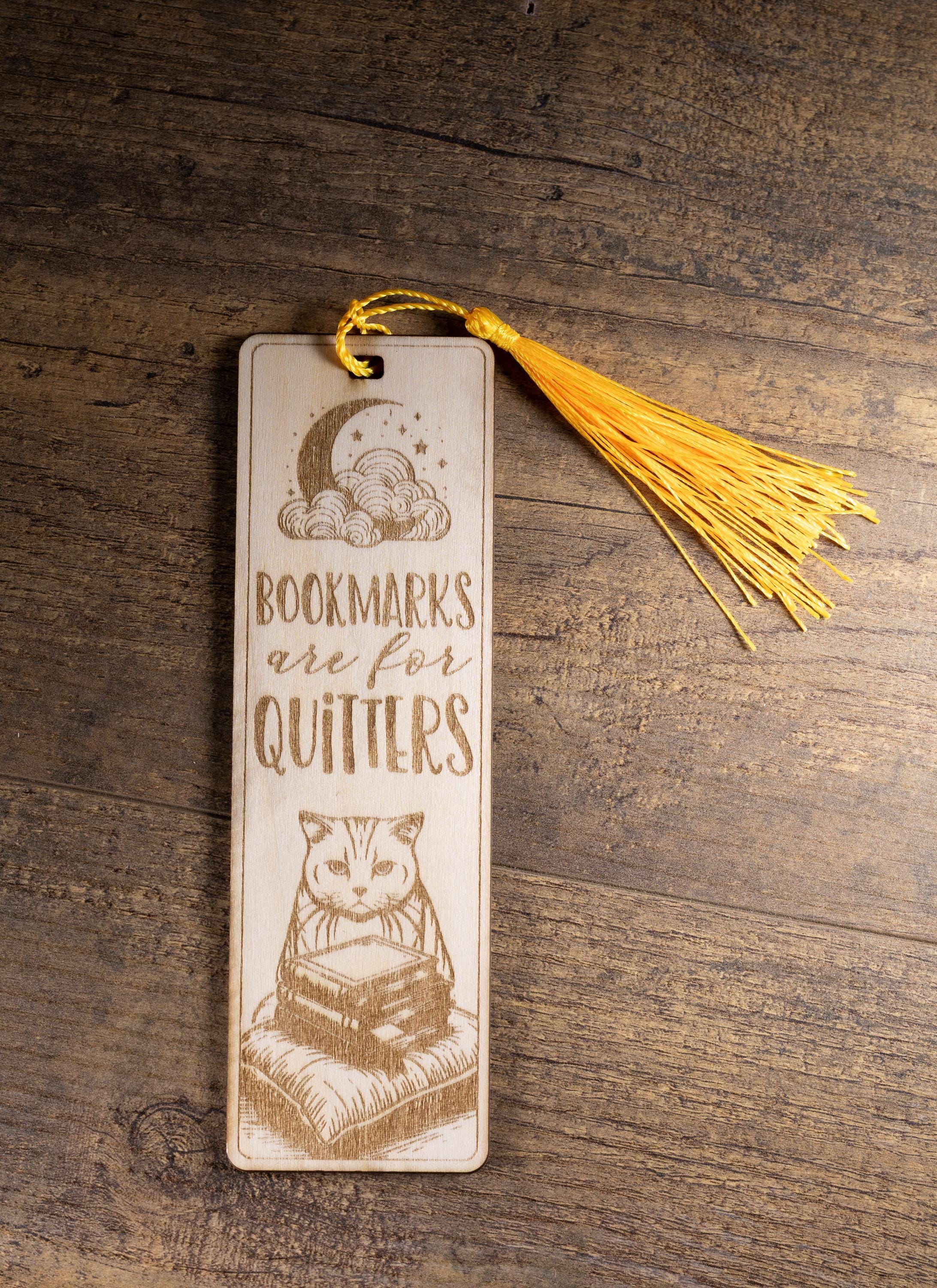 Laser engraved wood bookmark: funny reader gift