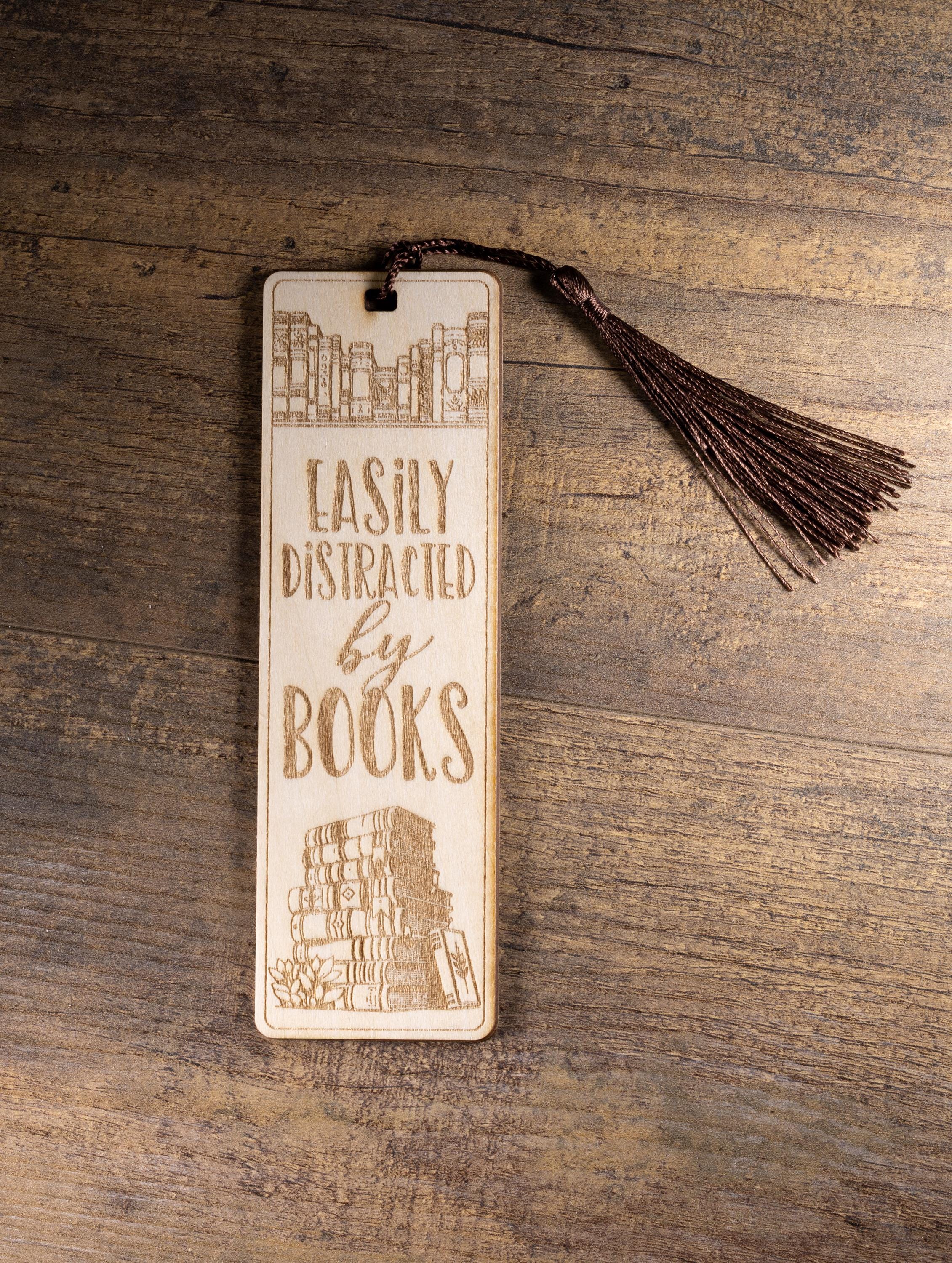Laser engraved wood bookmark: funny reader gift