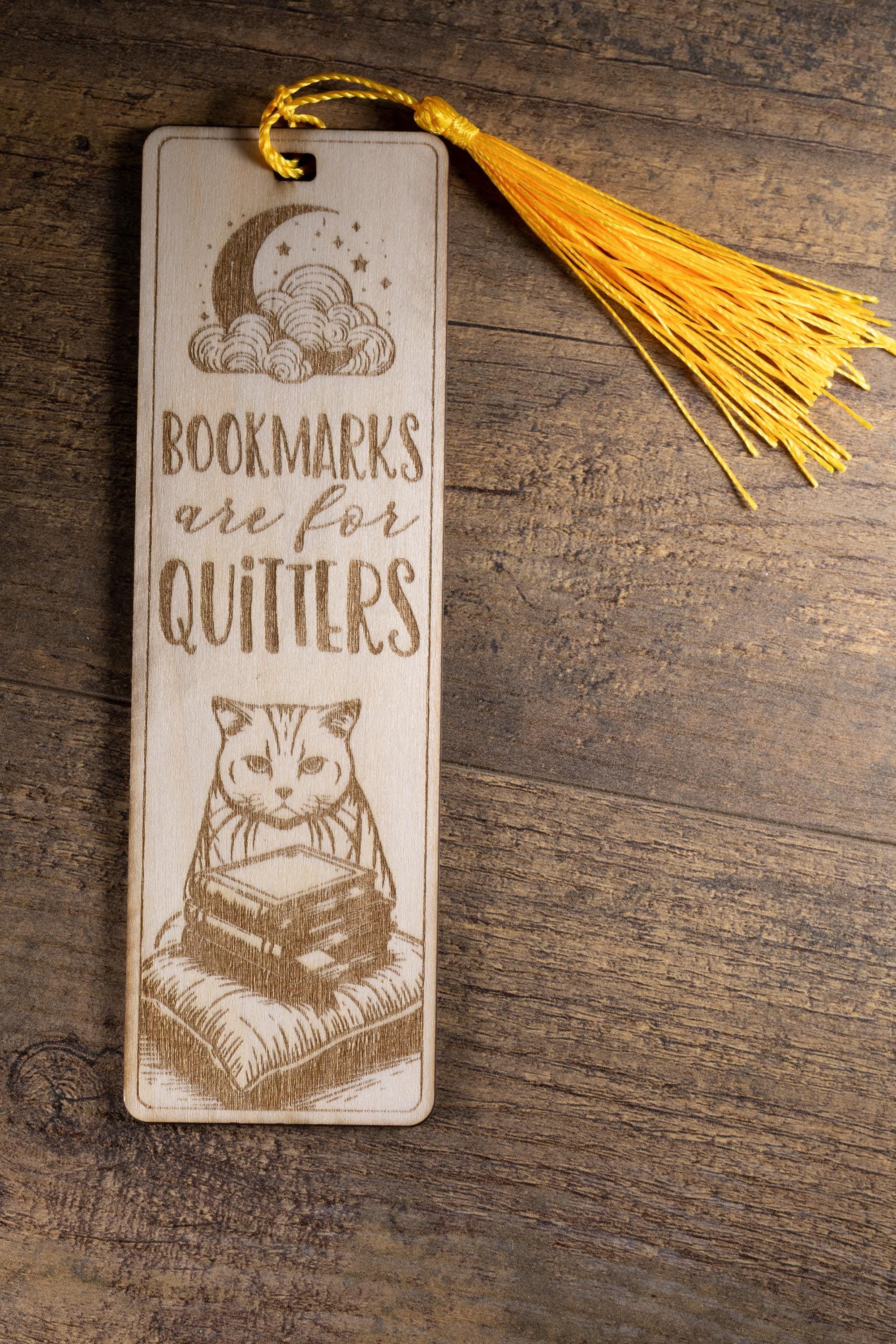 Laser engraved wood bookmark: funny reader gift