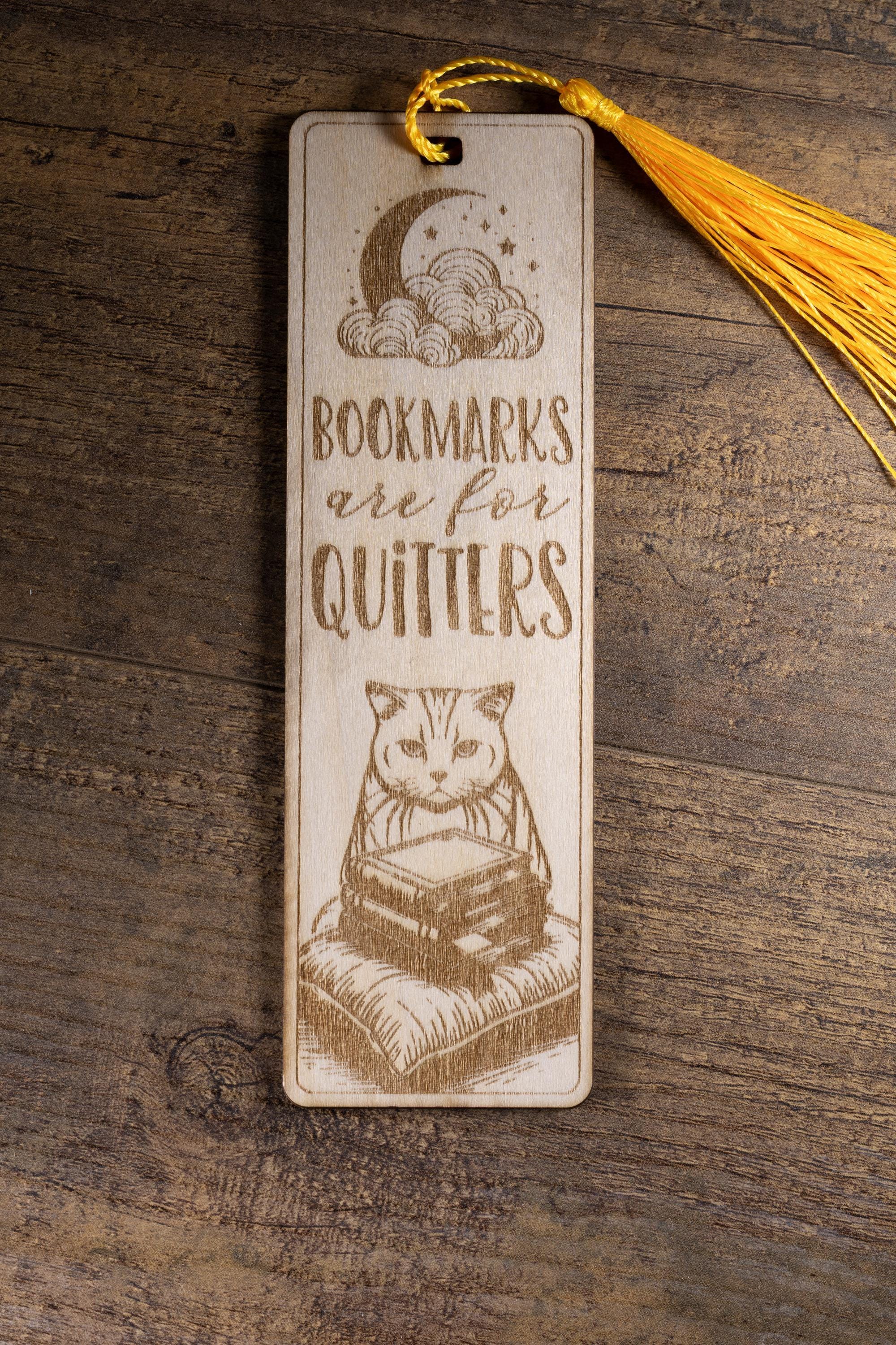 Laser engraved wood bookmark: funny reader gift