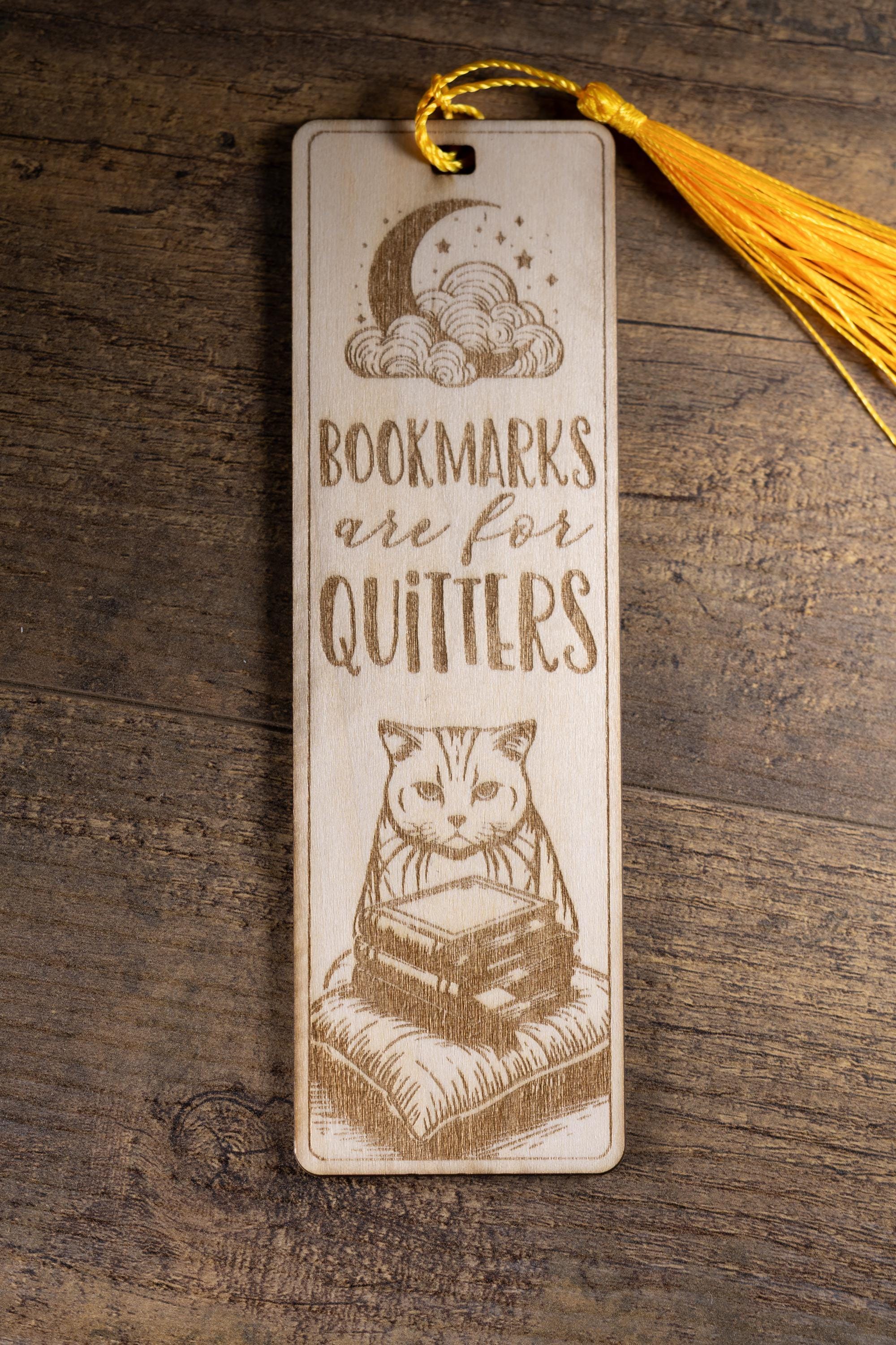 Laser engraved wood bookmark: funny reader gift