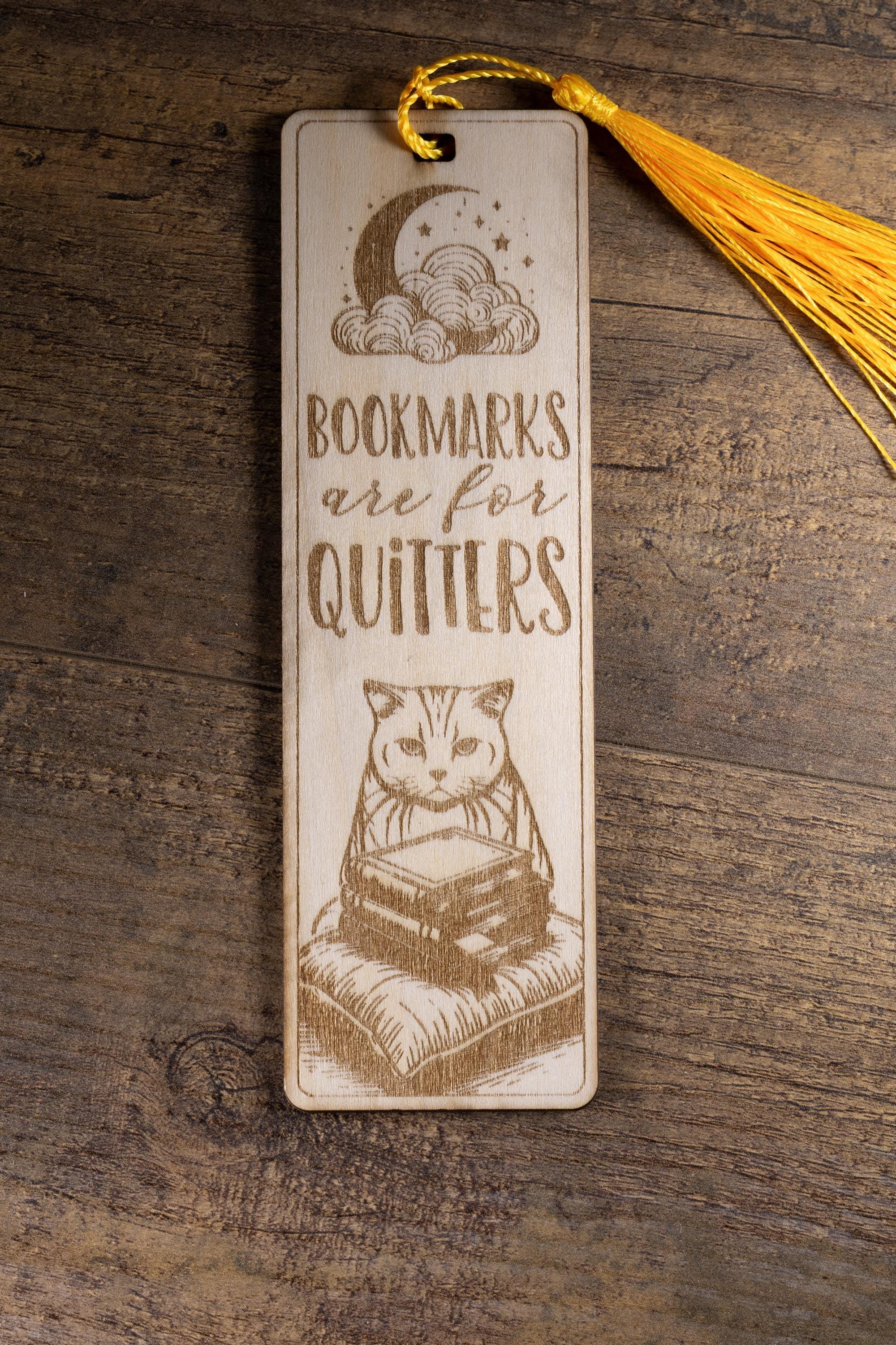 Laser engraved wood bookmark: funny reader gift