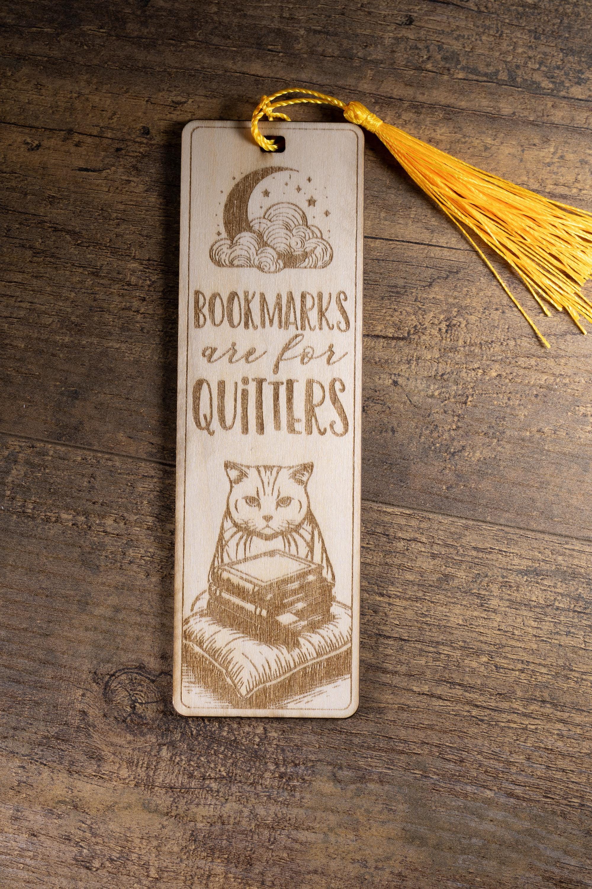 Laser engraved wood bookmark: funny reader gift