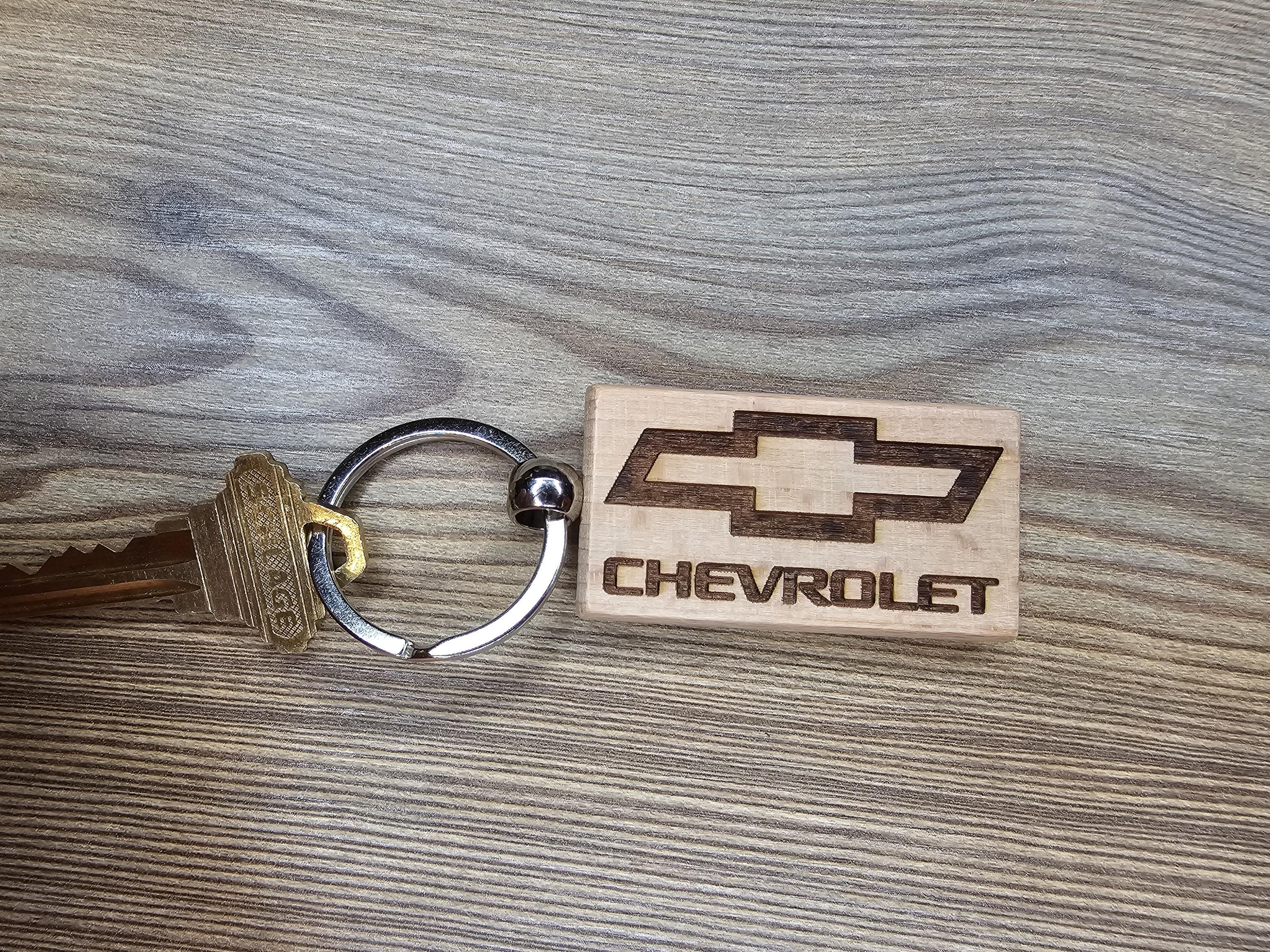 Laser Engraved Chevrolet Keychain / Bag Charm: hardwood car lover gift