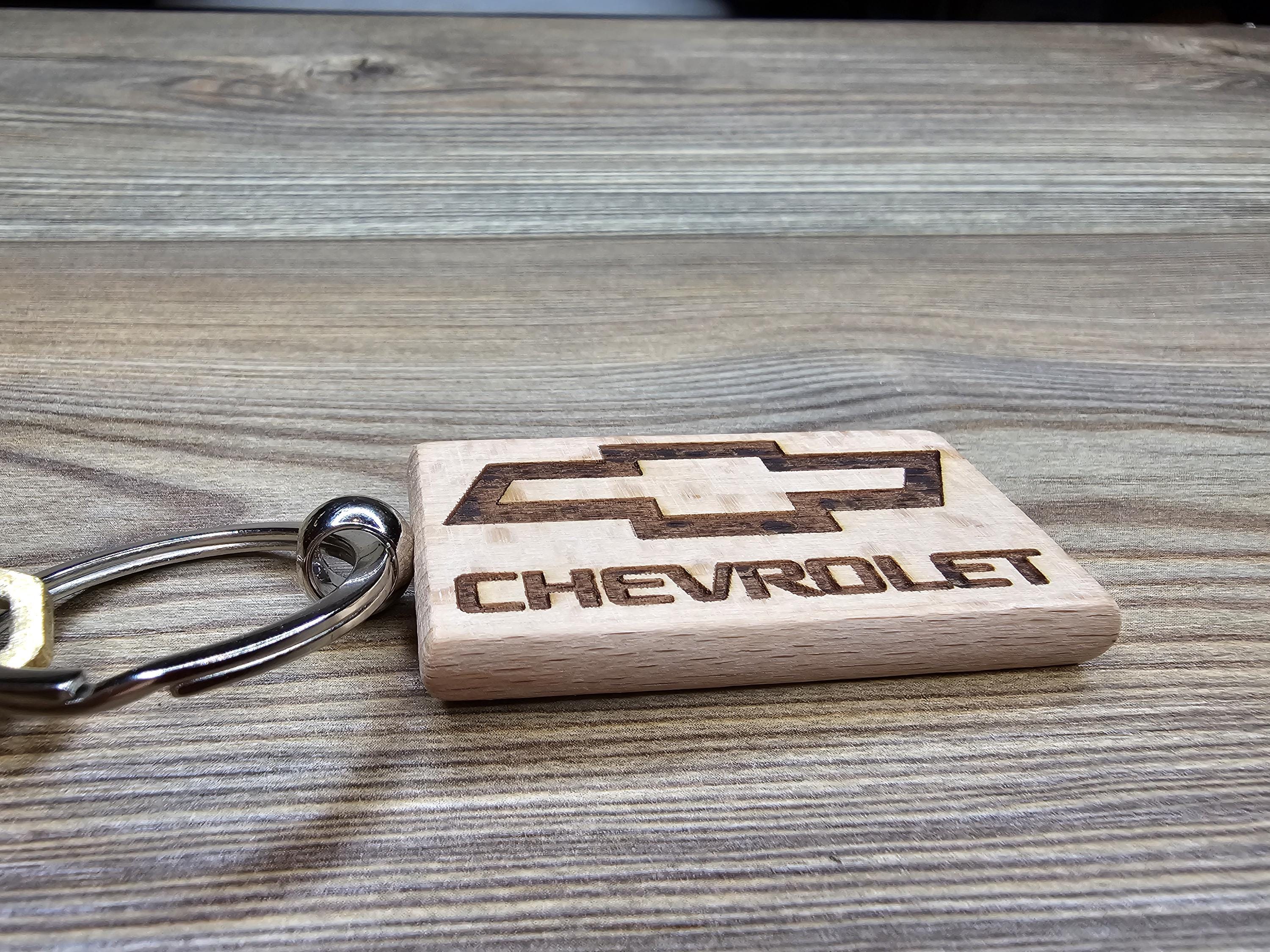 Laser Engraved Chevrolet Keychain / Bag Charm: hardwood car lover gift