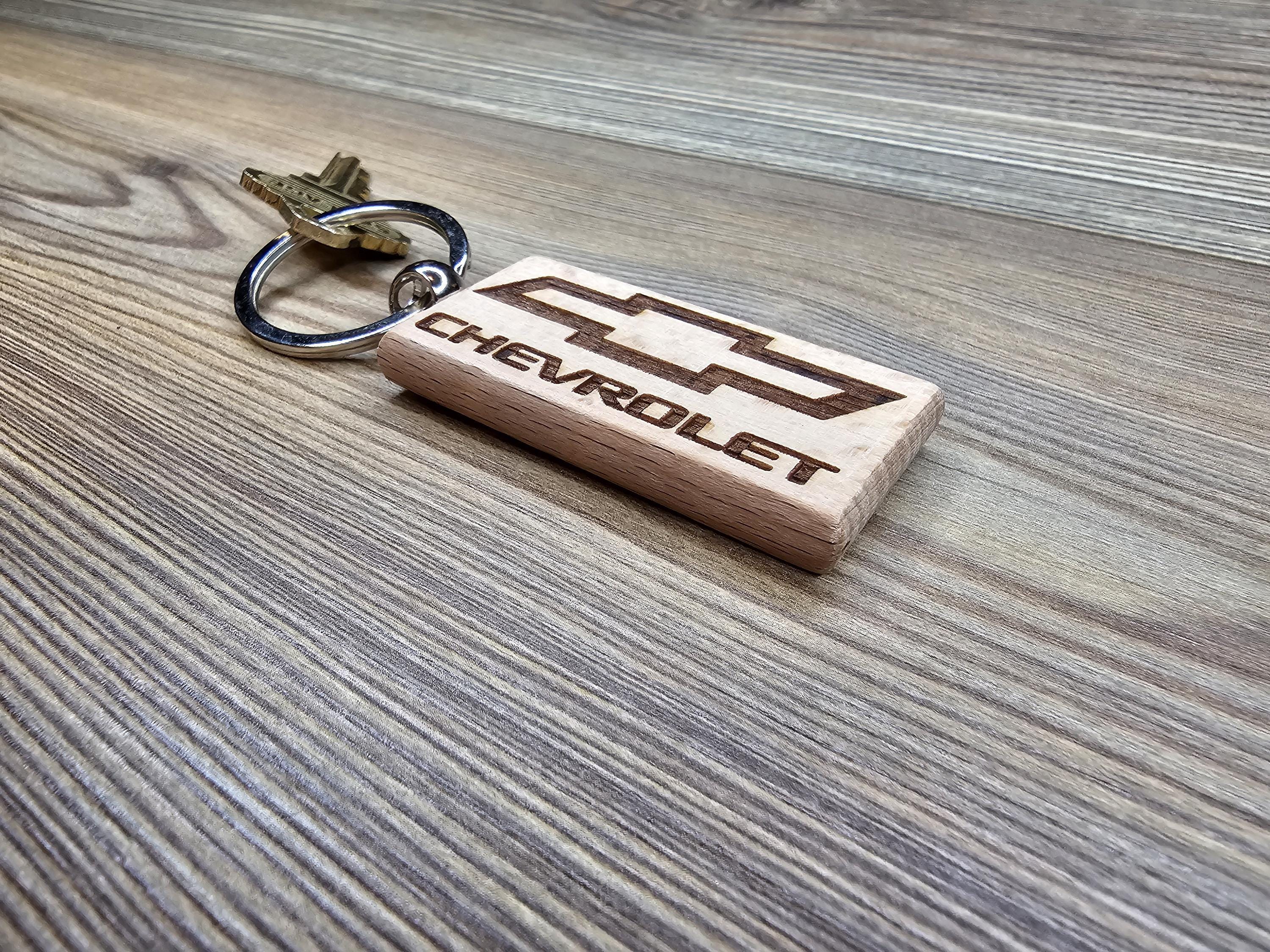 Laser Engraved Chevrolet Keychain / Bag Charm: hardwood car lover gift