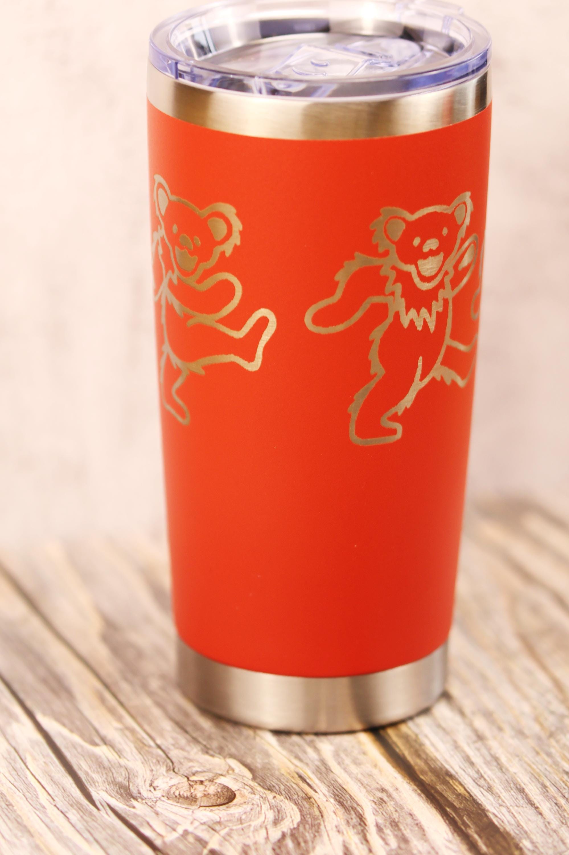 Grateful dead dancing bears 20oz laser engraved stainless steel tumbler with lid | custom color insulated cup