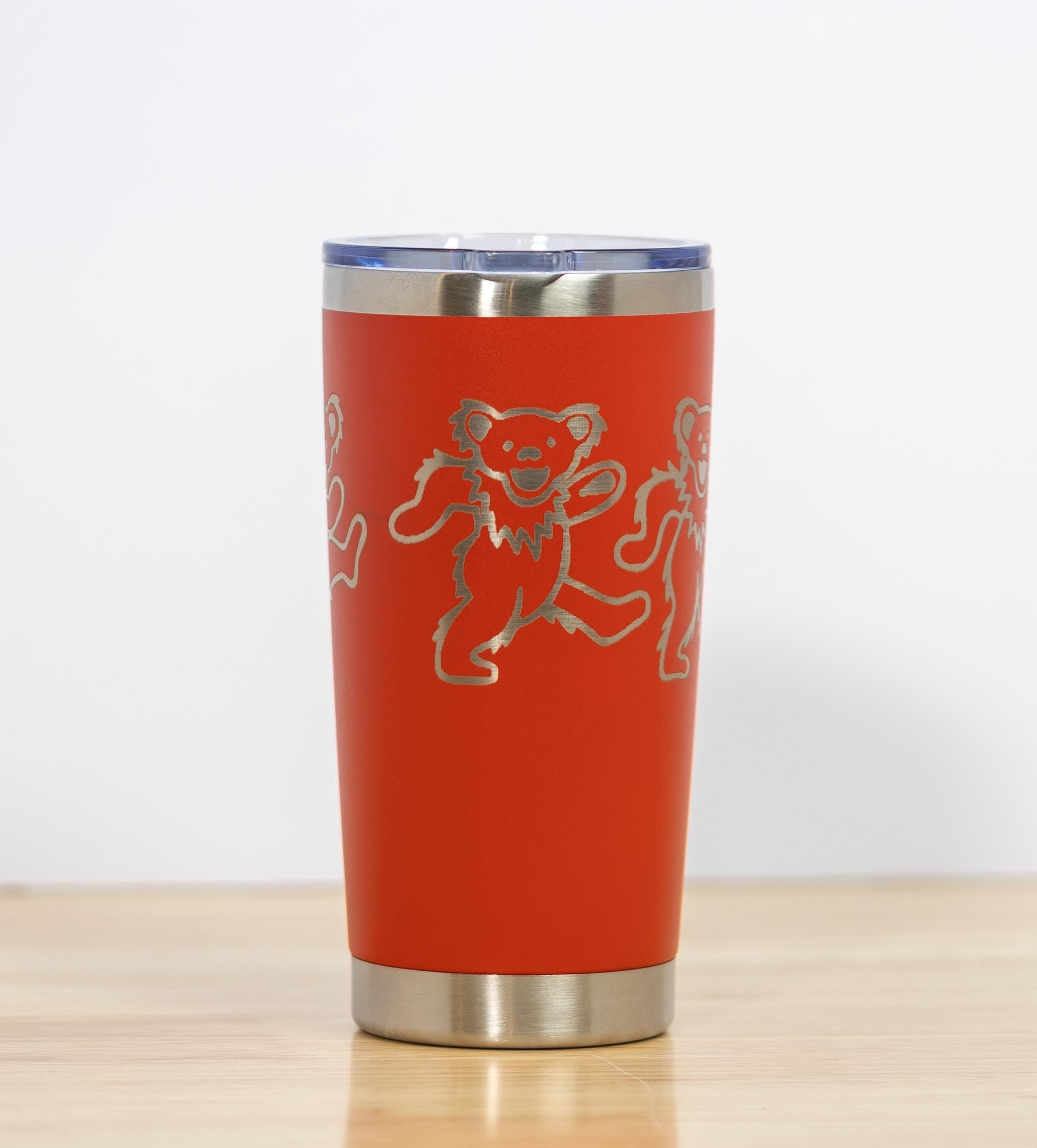 Grateful dead dancing bears 20oz laser engraved stainless steel tumbler with lid | custom color insulated cup