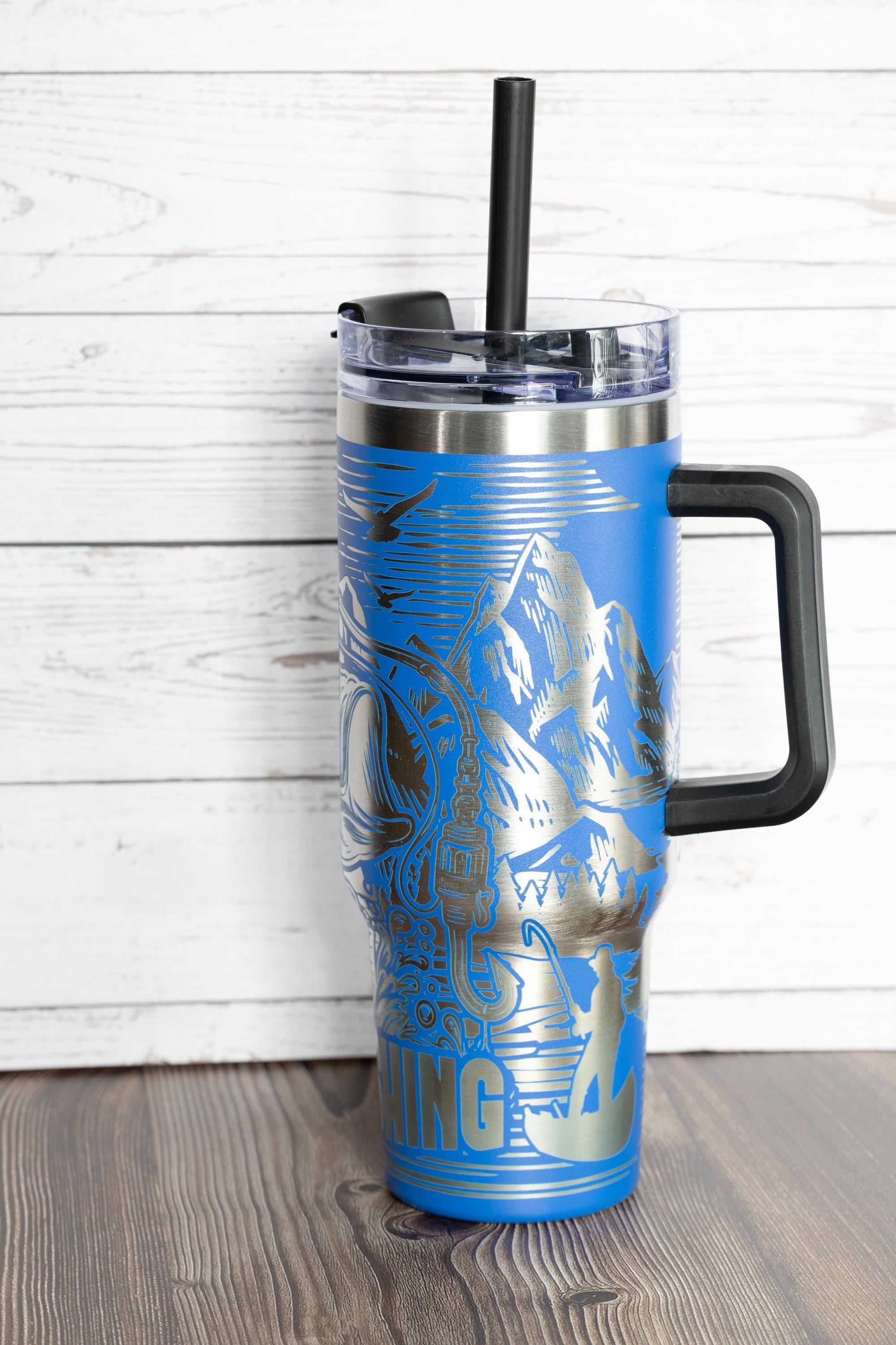 Gone fishing tumbler: laser engraved 40oz stainless steel fisherman gift