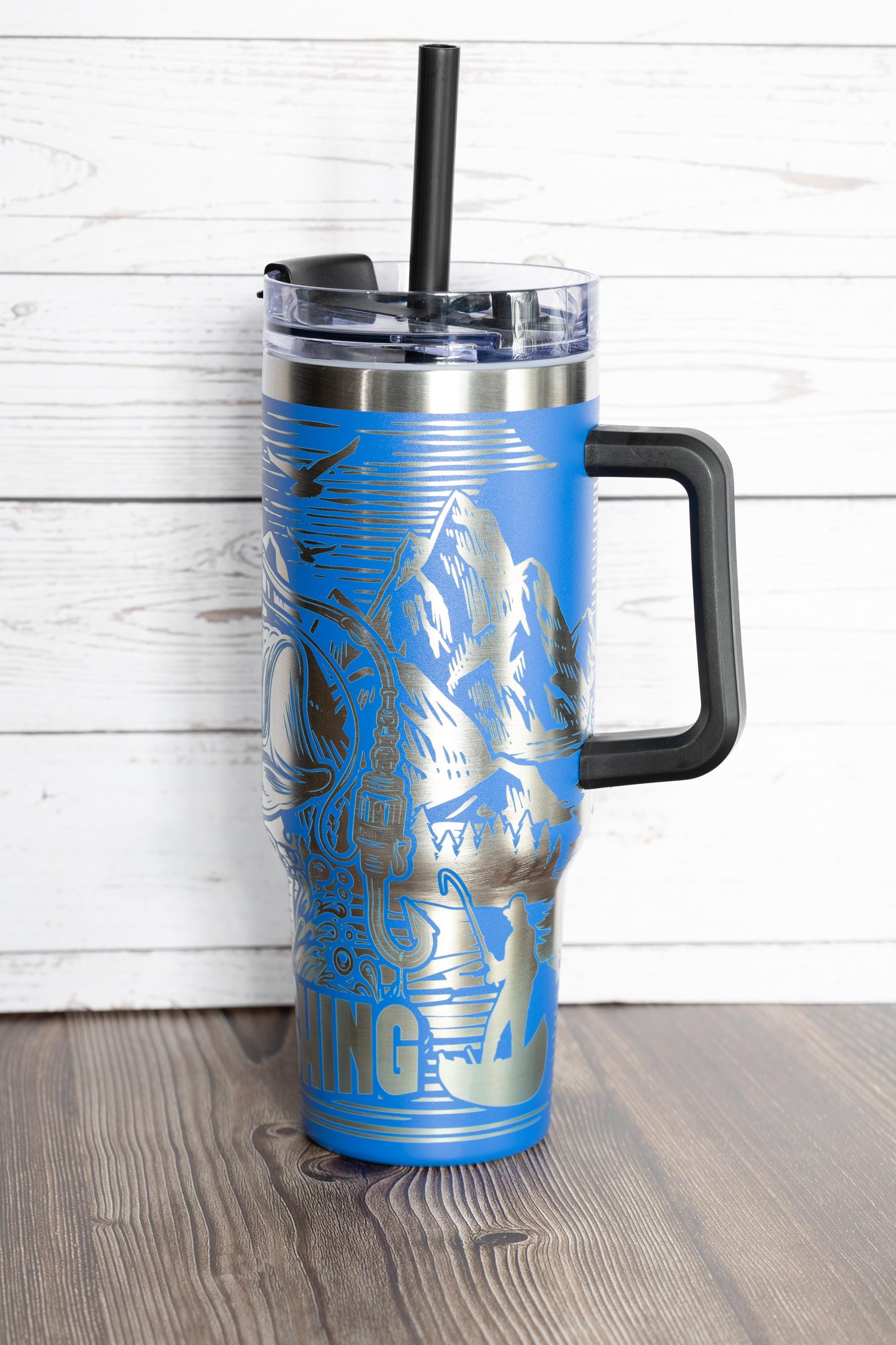 Gone fishing tumbler: laser engraved 40oz stainless steel fisherman gift