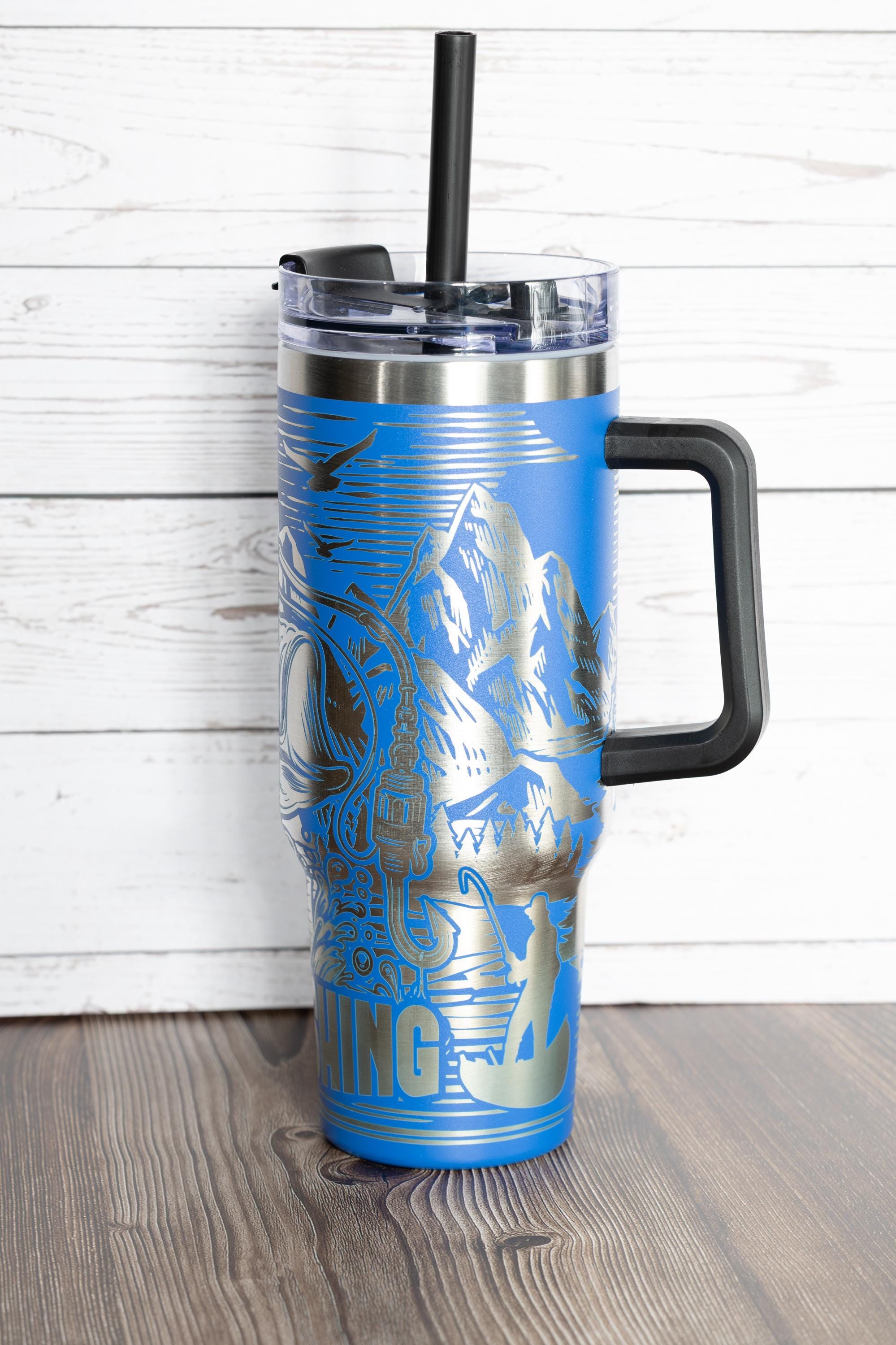 Gone fishing tumbler: laser engraved 40oz stainless steel fisherman gift