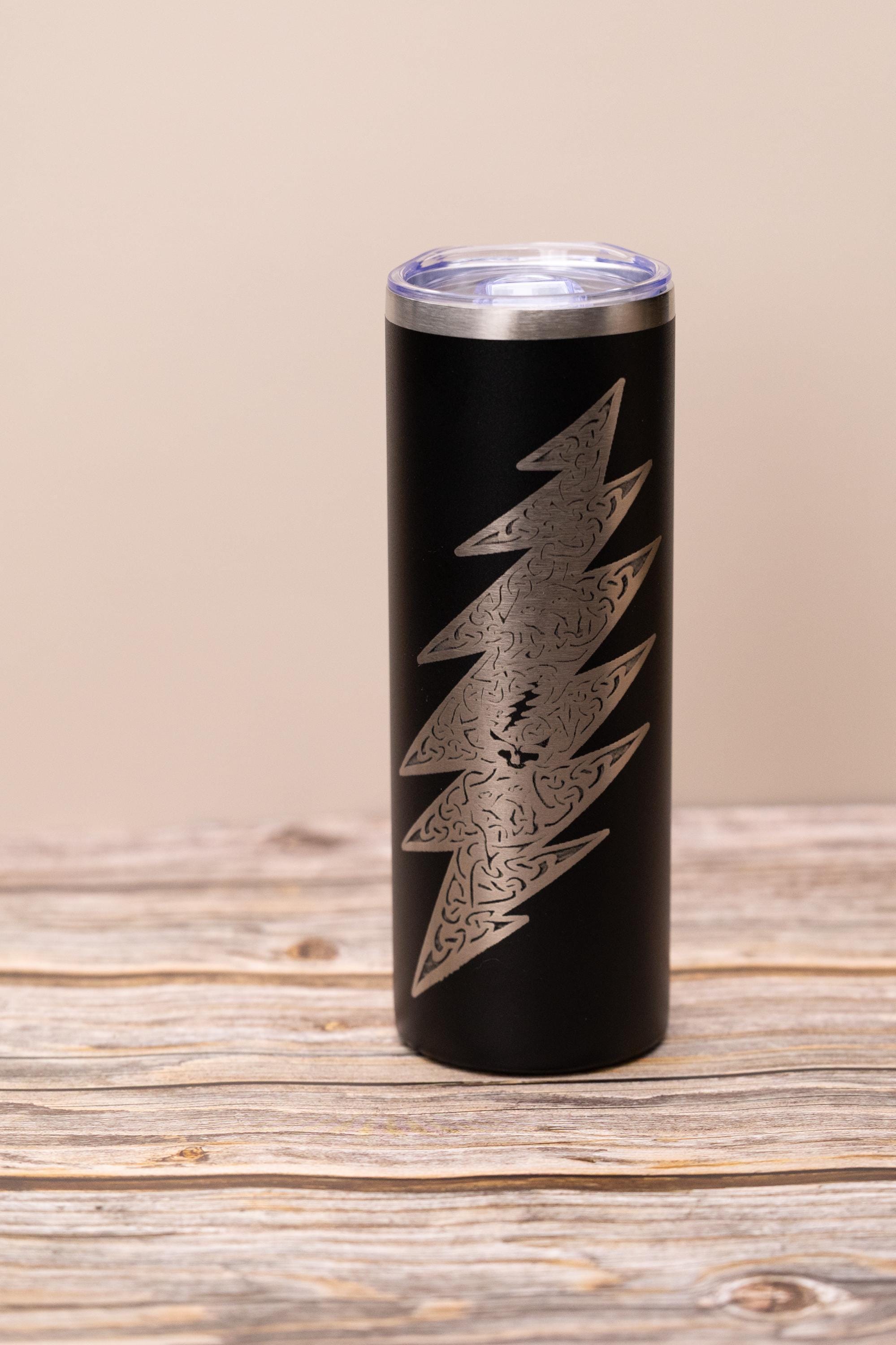 Grateful dead celtic bolt 20oz skinny tumbler with lid | laser engraved stainless steel cup | deadhead music gift