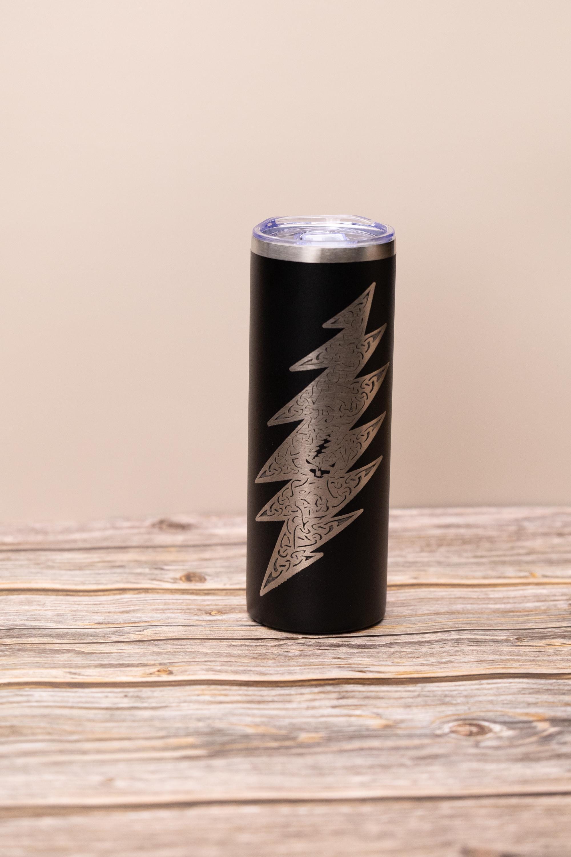 Grateful dead celtic bolt 20oz skinny tumbler with lid | laser engraved stainless steel cup | deadhead music gift