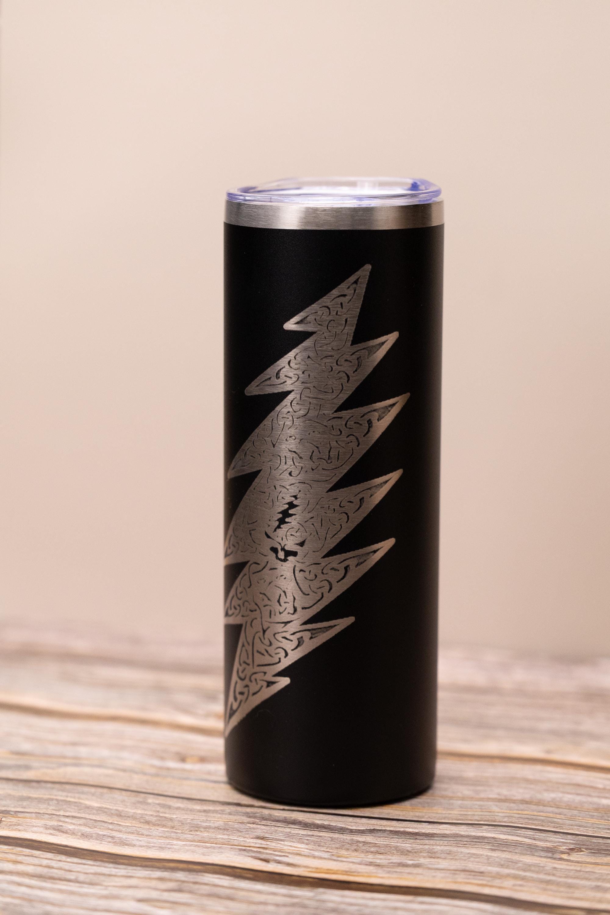 Grateful dead celtic bolt 20oz skinny tumbler with lid | laser engraved stainless steel cup | deadhead music gift