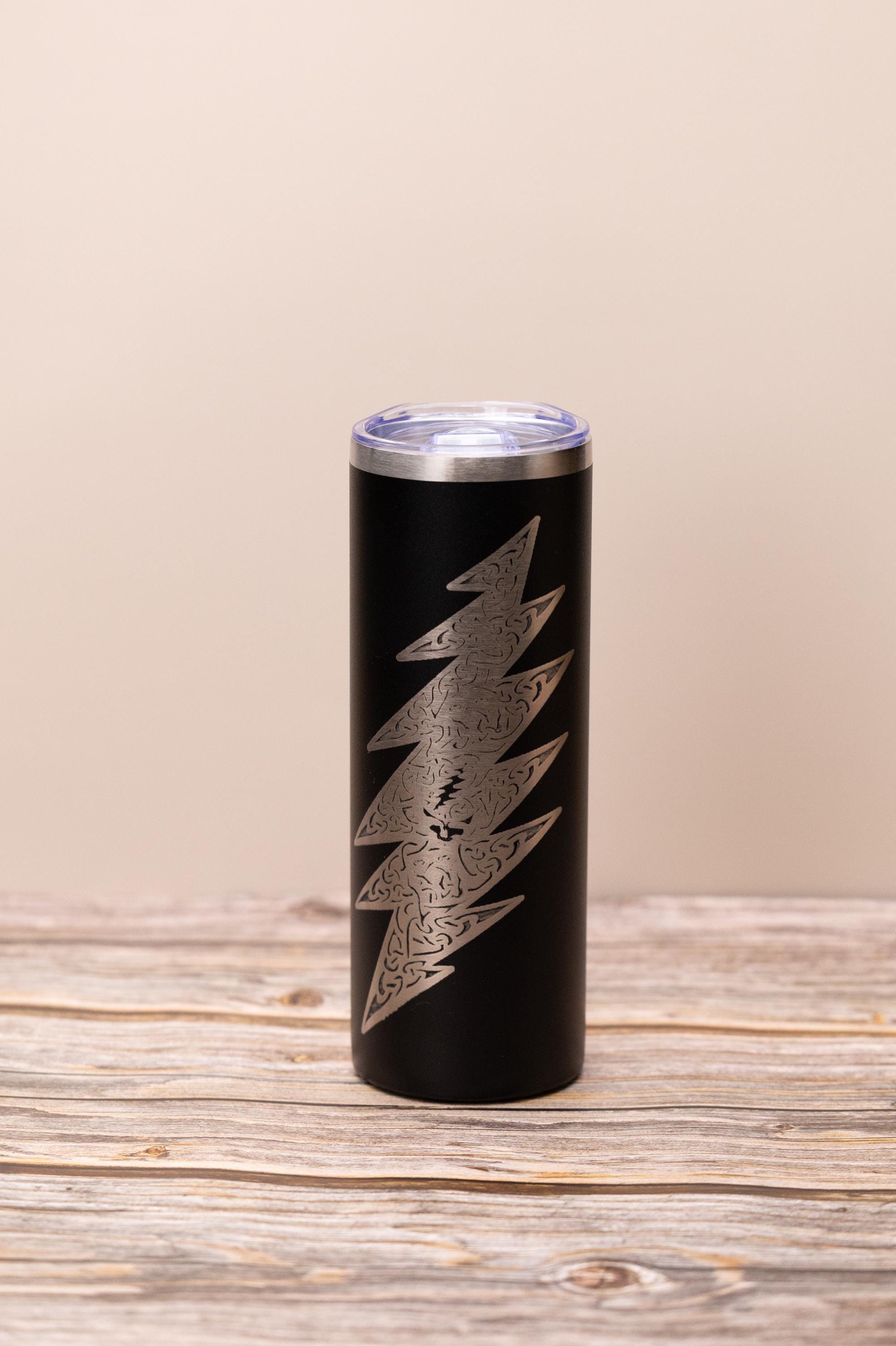 Grateful dead celtic bolt 20oz skinny tumbler with lid | laser engraved stainless steel cup | deadhead music gift