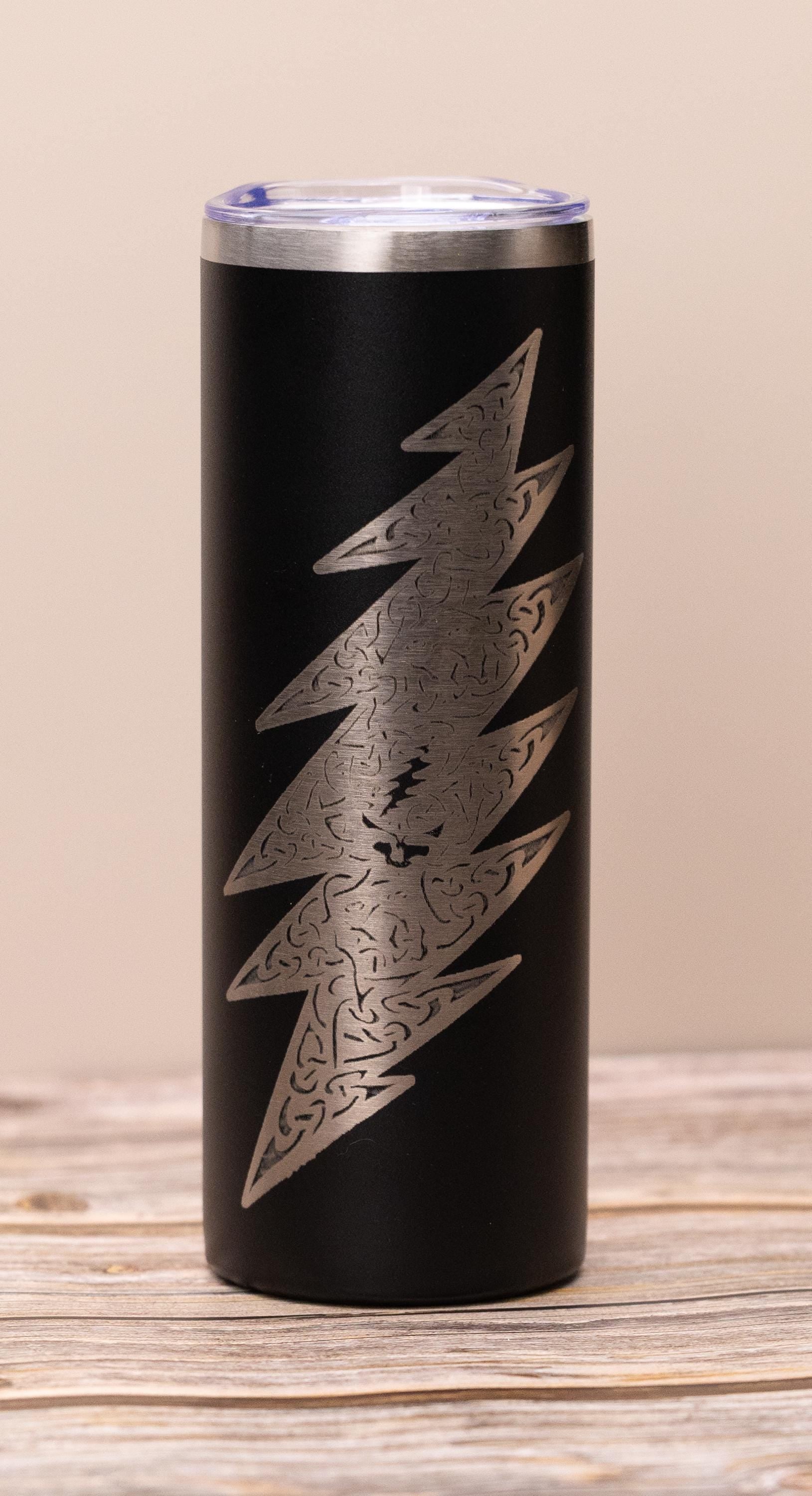 Grateful dead celtic bolt 20oz skinny tumbler with lid | laser engraved stainless steel cup | deadhead music gift