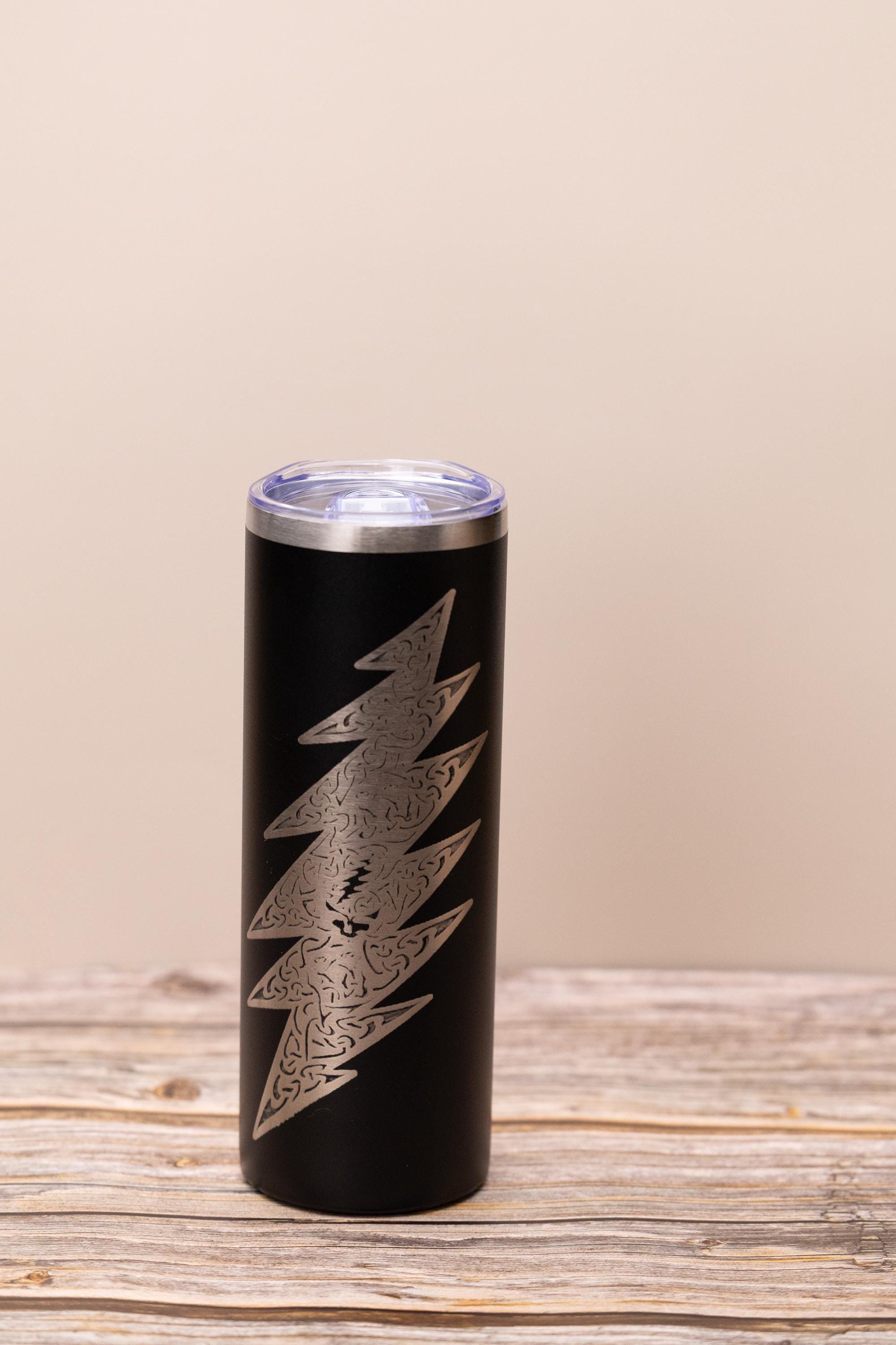 Grateful dead celtic bolt 20oz skinny tumbler with lid | laser engraved stainless steel cup | deadhead music gift