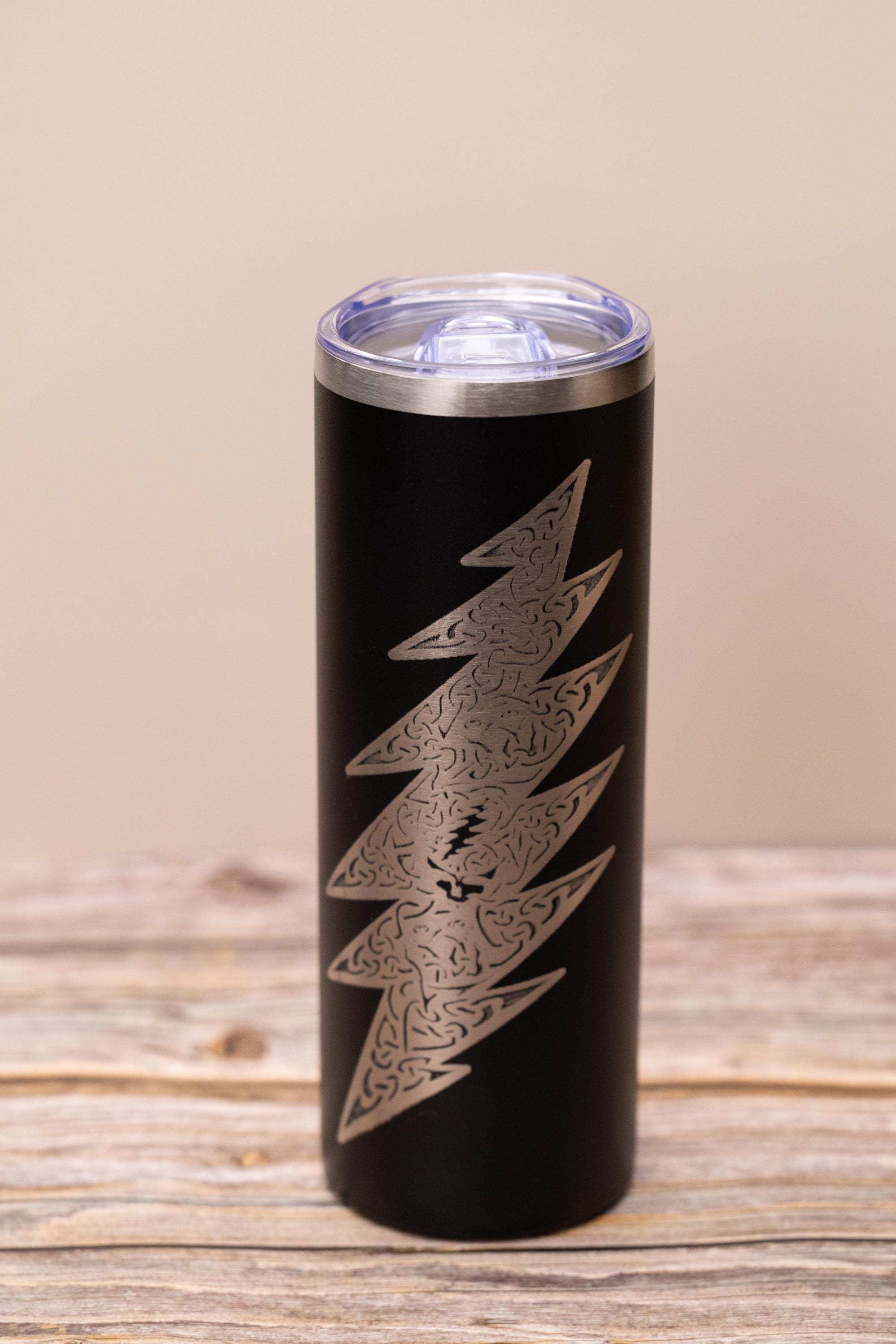 Grateful dead celtic bolt 20oz skinny tumbler with lid | laser engraved stainless steel cup | deadhead music gift