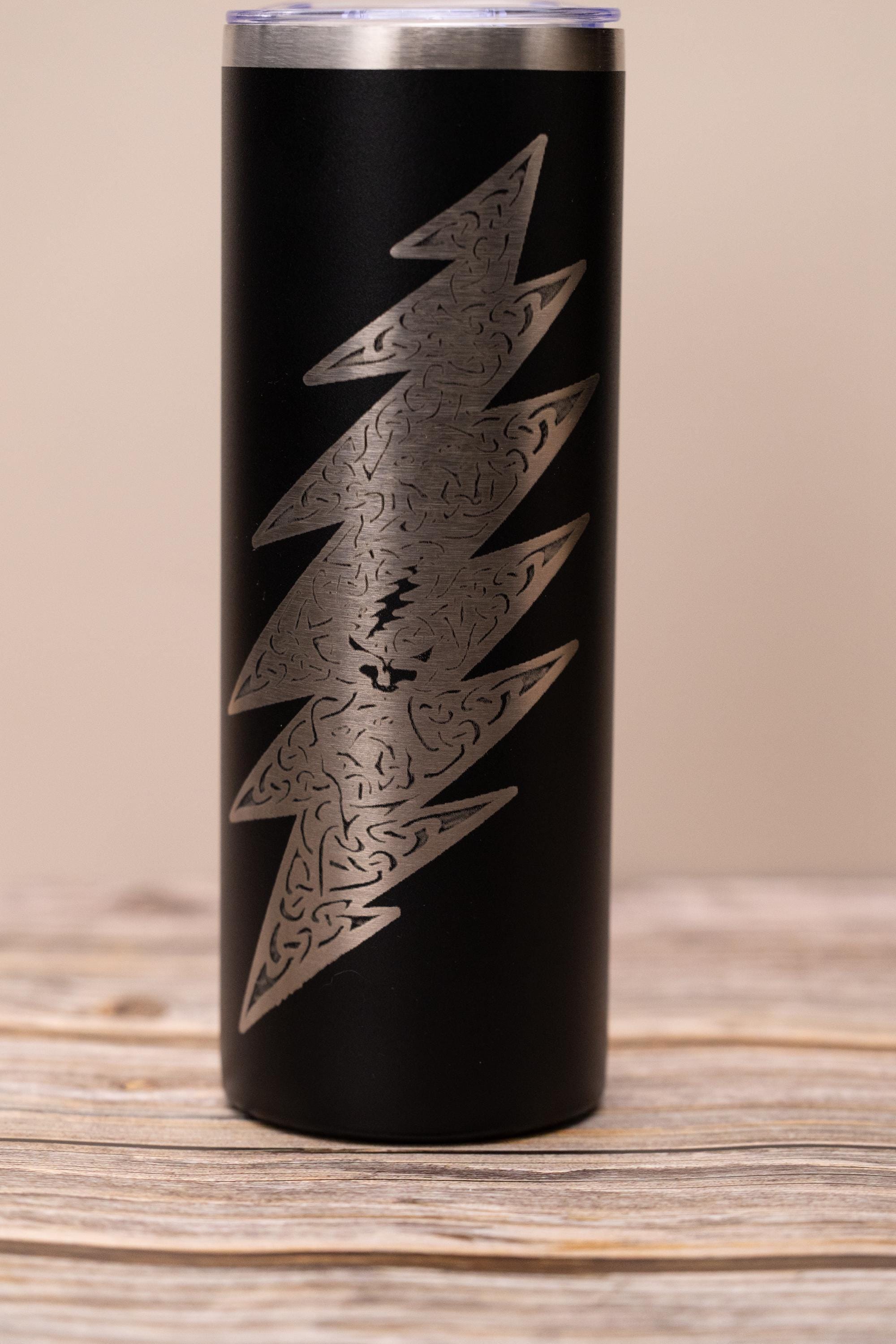 Grateful dead celtic bolt 20oz skinny tumbler with lid | laser engraved stainless steel cup | deadhead music gift