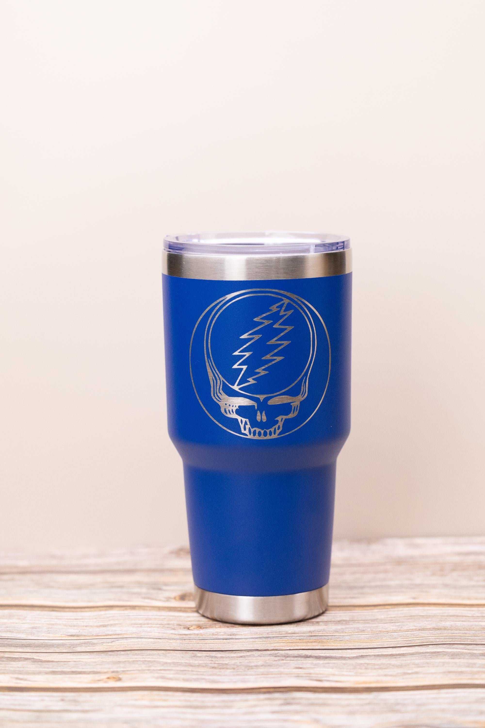 Grateful dead syf 30oz tumbler with lid | steal your face laser engraved stainless steel cup | deadhead music gift