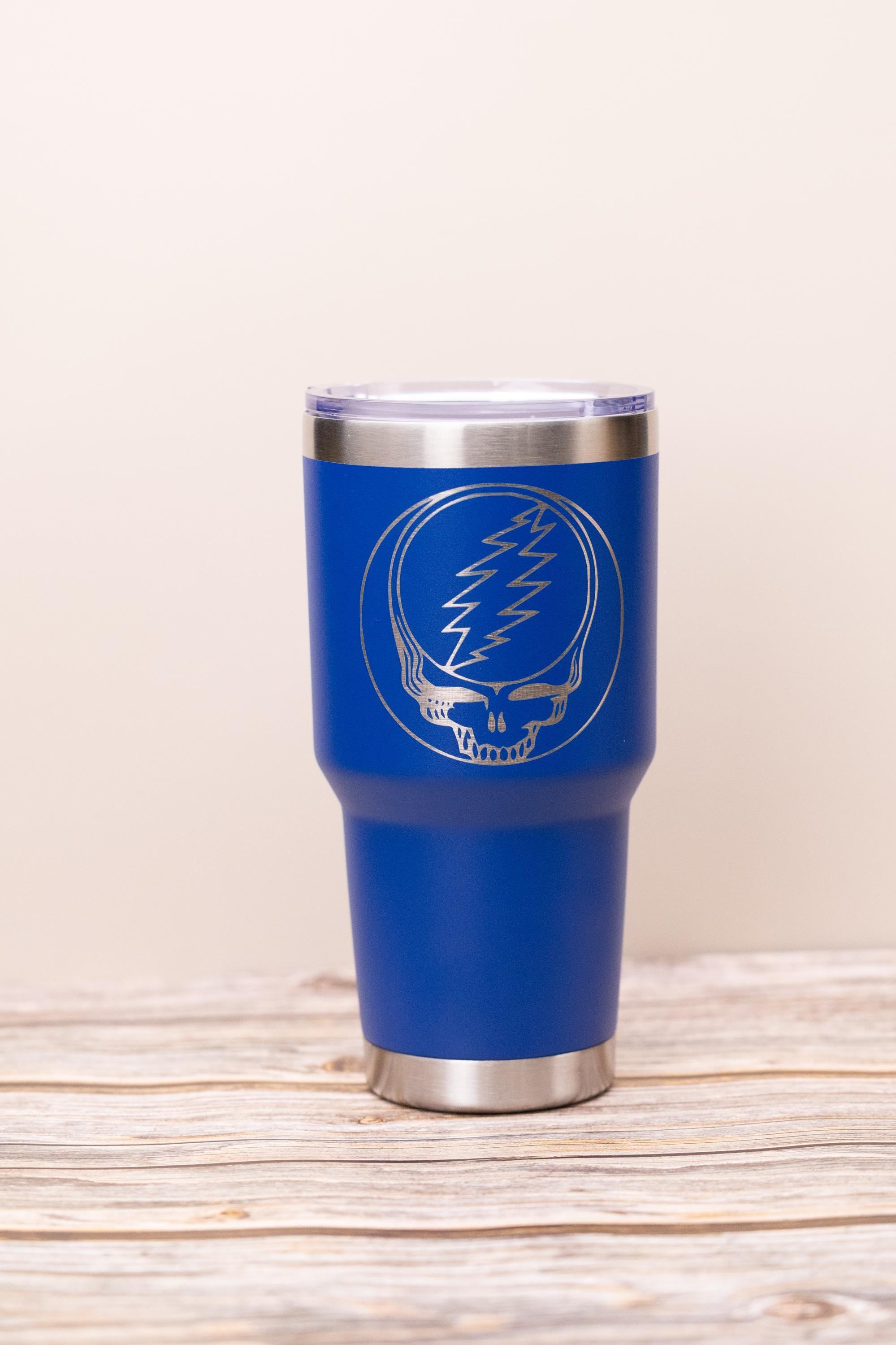 Grateful dead syf 30oz tumbler with lid | steal your face laser engraved stainless steel cup | deadhead music gift