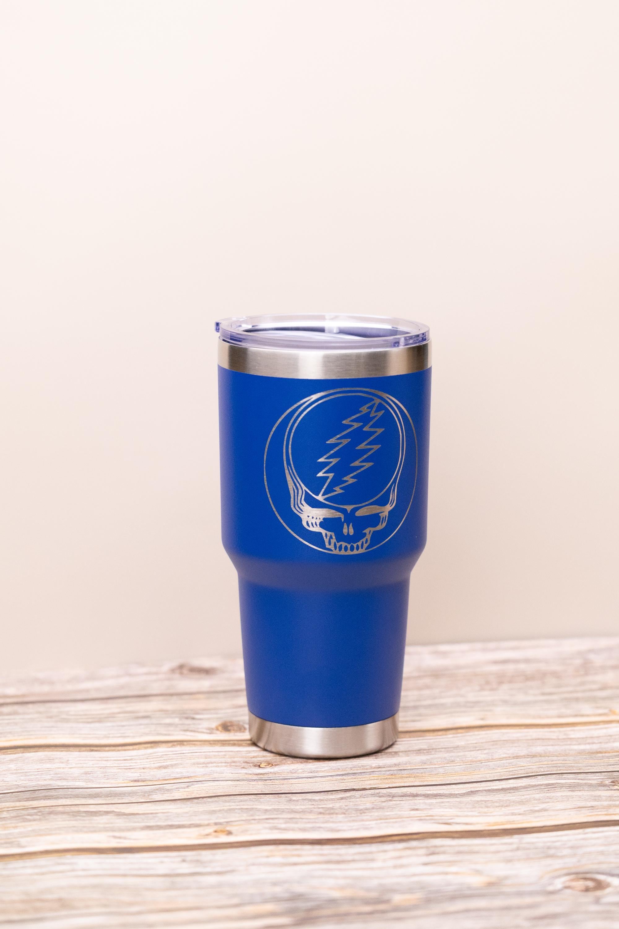 Grateful dead syf 30oz tumbler with lid | steal your face laser engraved stainless steel cup | deadhead music gift