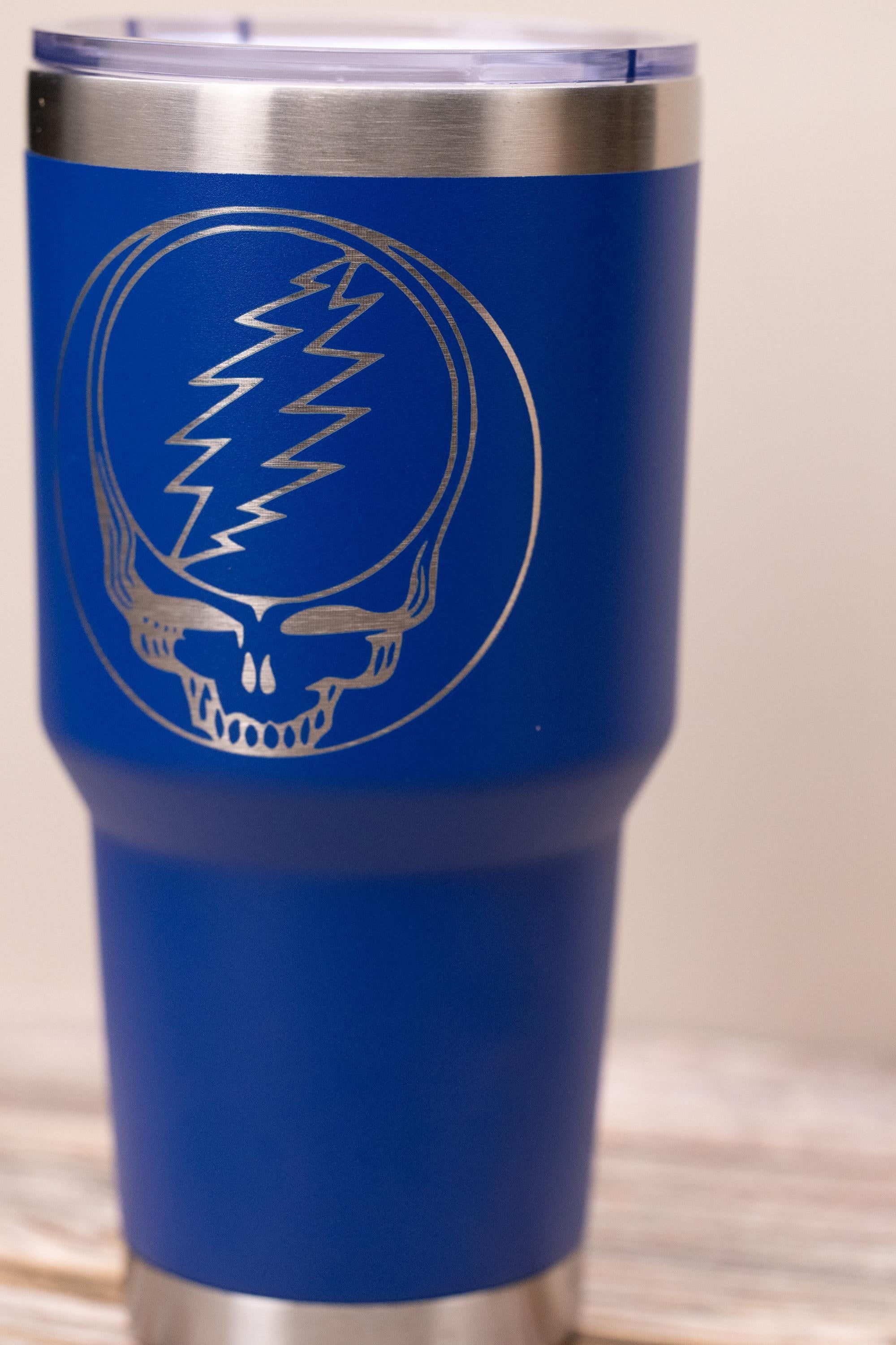 Grateful dead syf 30oz tumbler with lid | steal your face laser engraved stainless steel cup | deadhead music gift