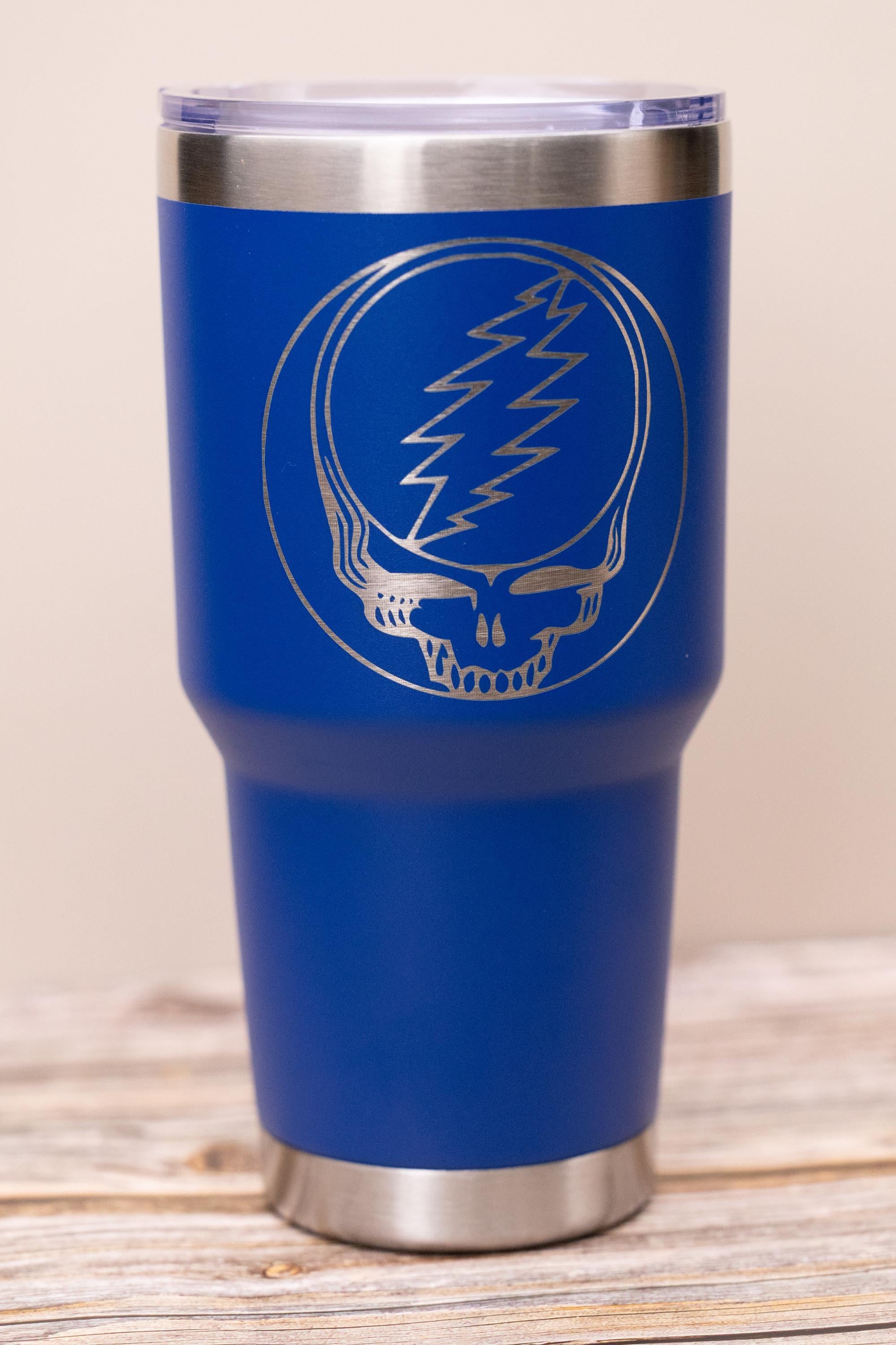 Grateful dead syf 30oz tumbler with lid | steal your face laser engraved stainless steel cup | deadhead music gift