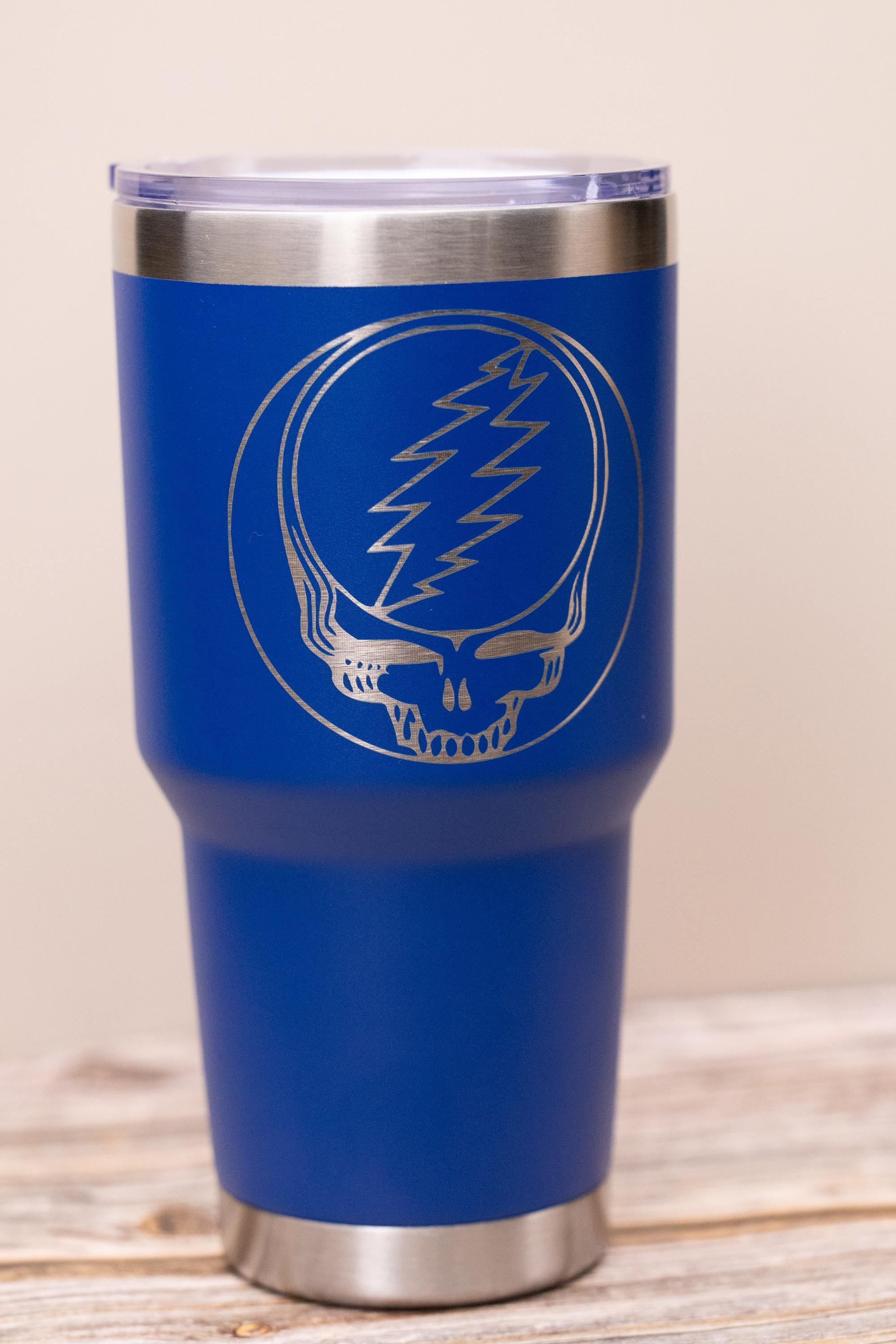 Grateful dead syf 30oz tumbler with lid | steal your face laser engraved stainless steel cup | deadhead music gift