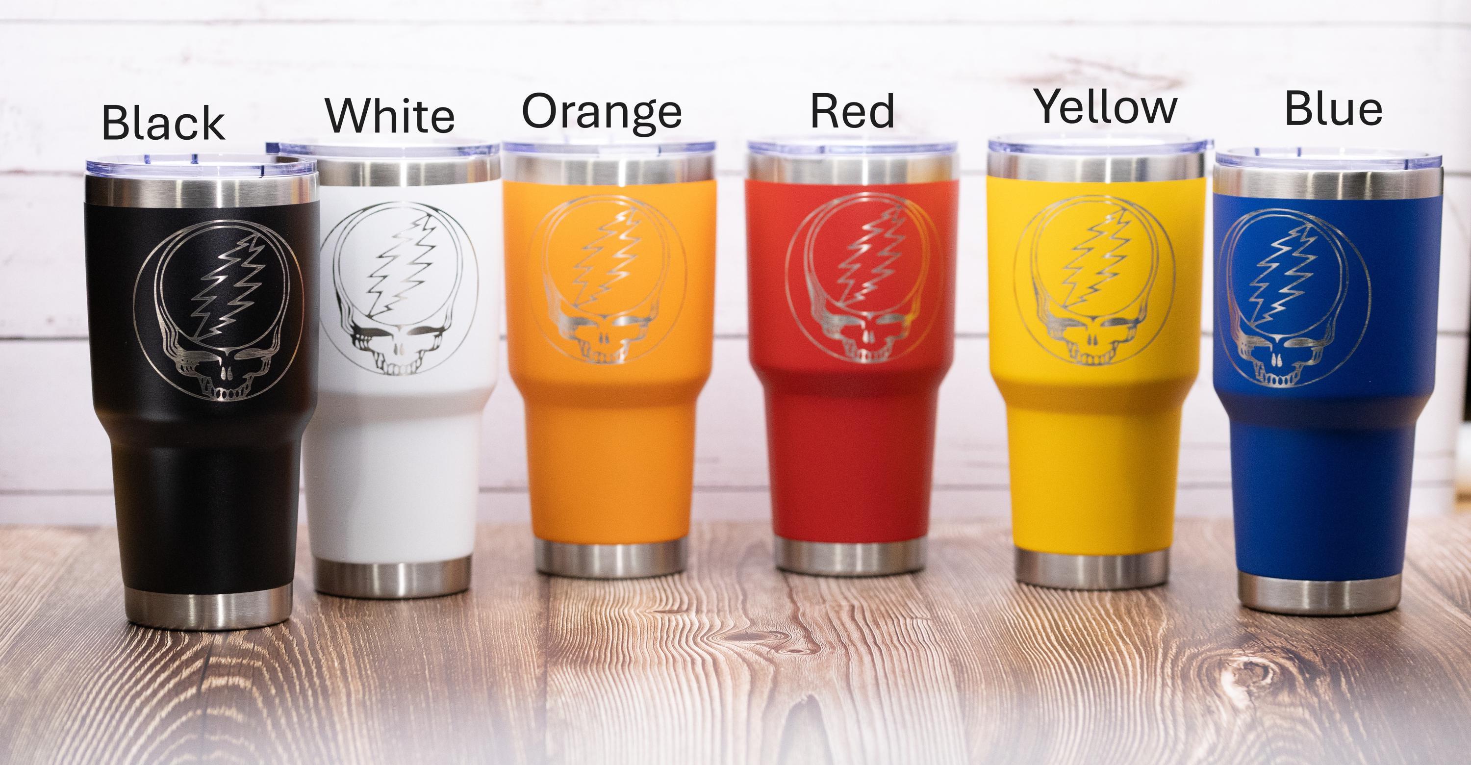 Grateful dead syf 30oz tumbler with lid | steal your face laser engraved stainless steel cup | deadhead music gift