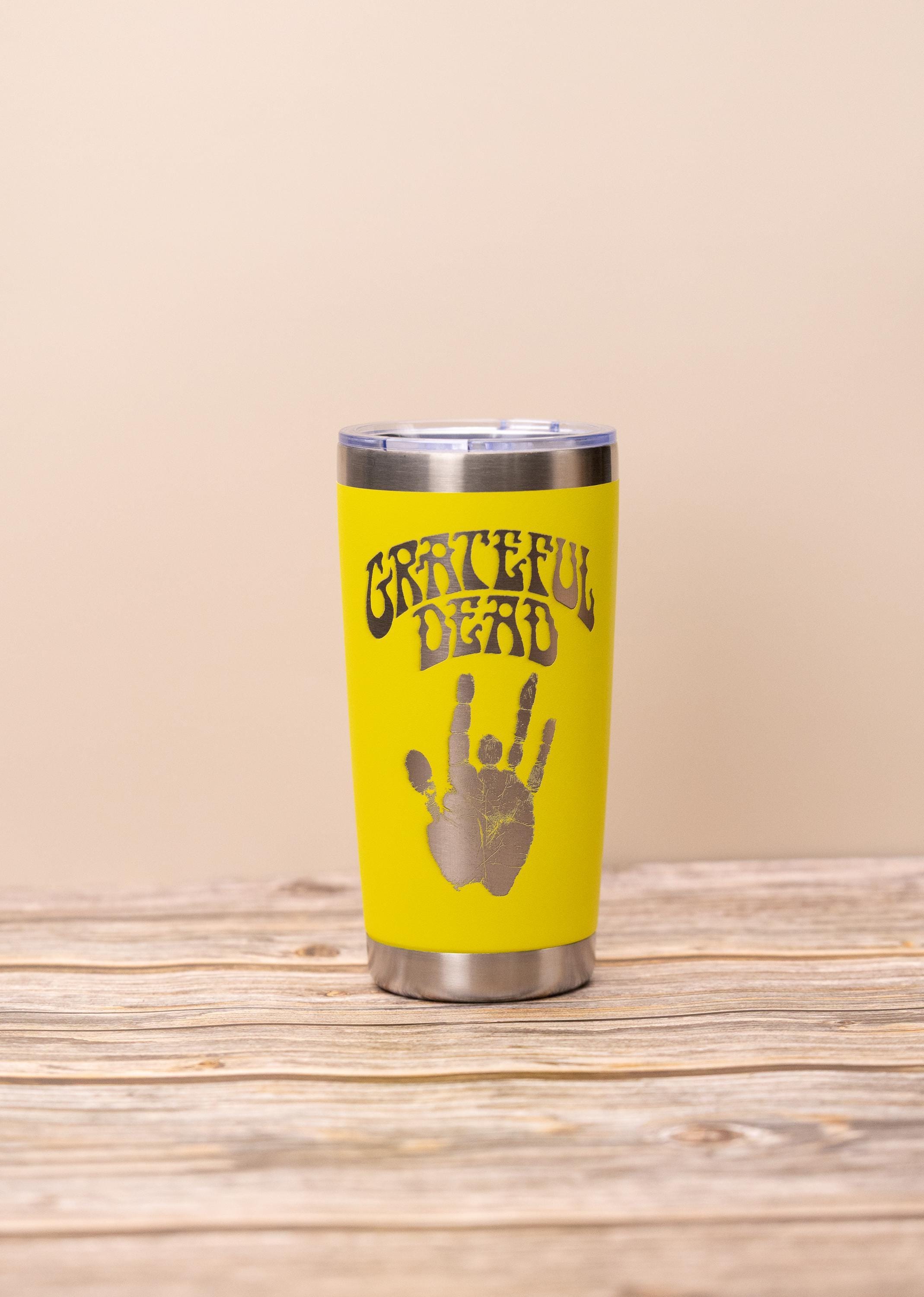 Grateful dead jerry’s hand 20 oz tumbler | laser engraved stainless steel cup with lid | gift for deadheads & music fans