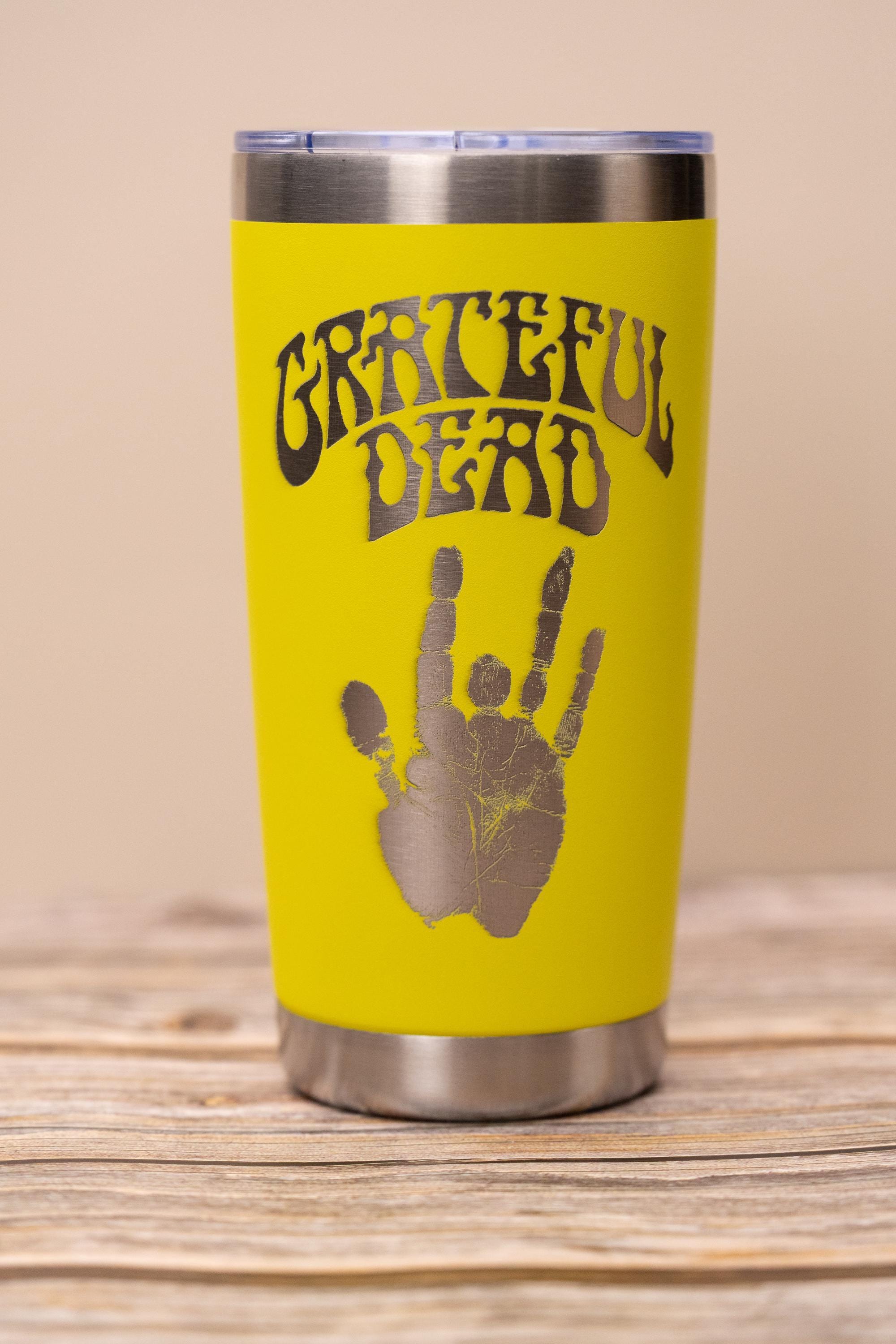 Grateful dead jerry’s hand 20 oz tumbler | laser engraved stainless steel cup with lid | gift for deadheads & music fans