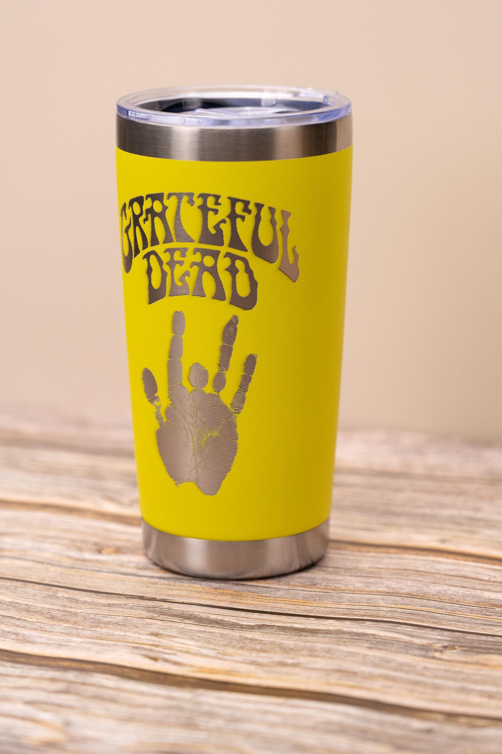 Grateful dead jerry’s hand 20 oz tumbler | laser engraved stainless steel cup with lid | gift for deadheads & music fans