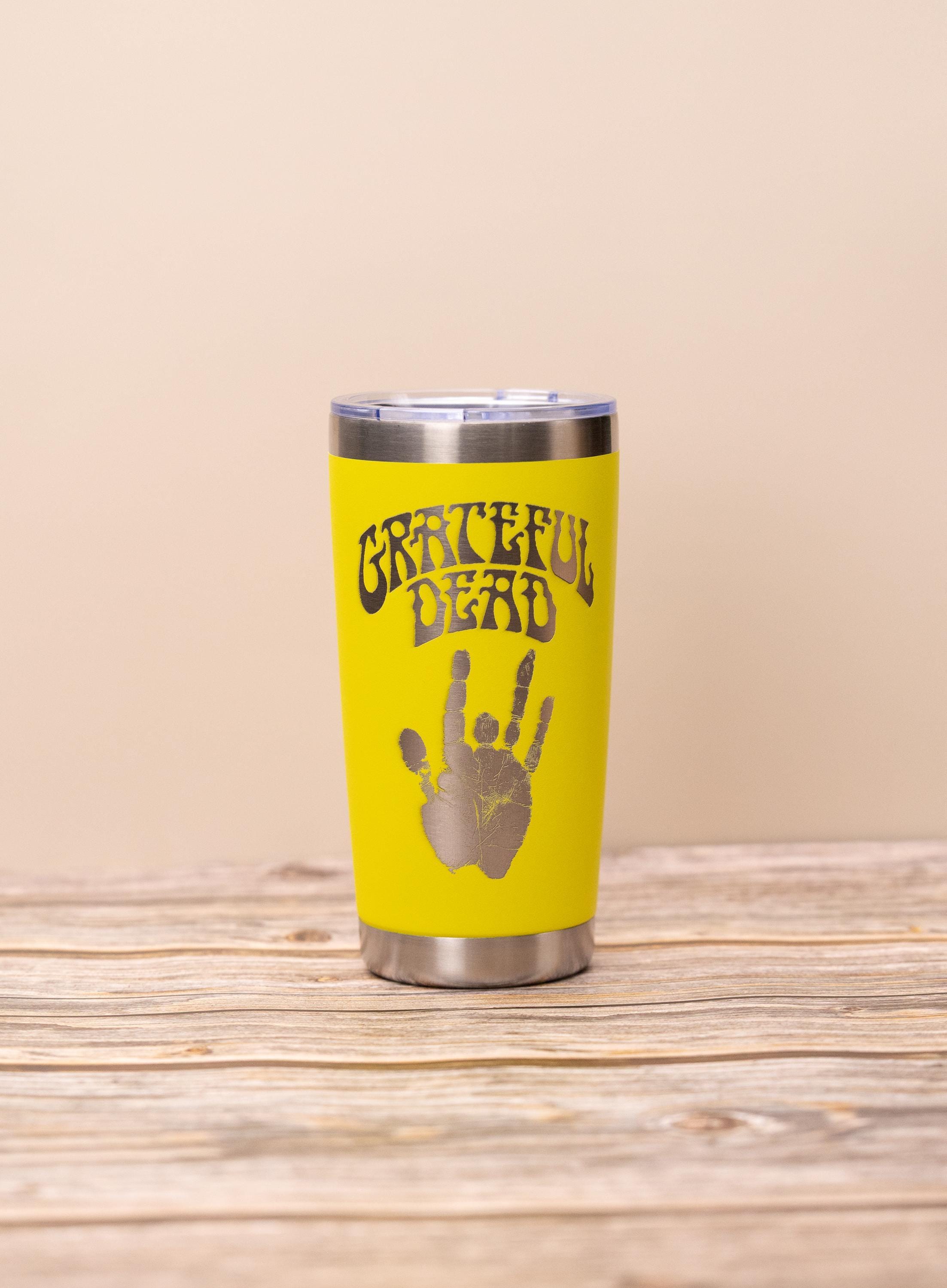 Grateful dead jerry’s hand 20 oz tumbler | laser engraved stainless steel cup with lid | gift for deadheads & music fans