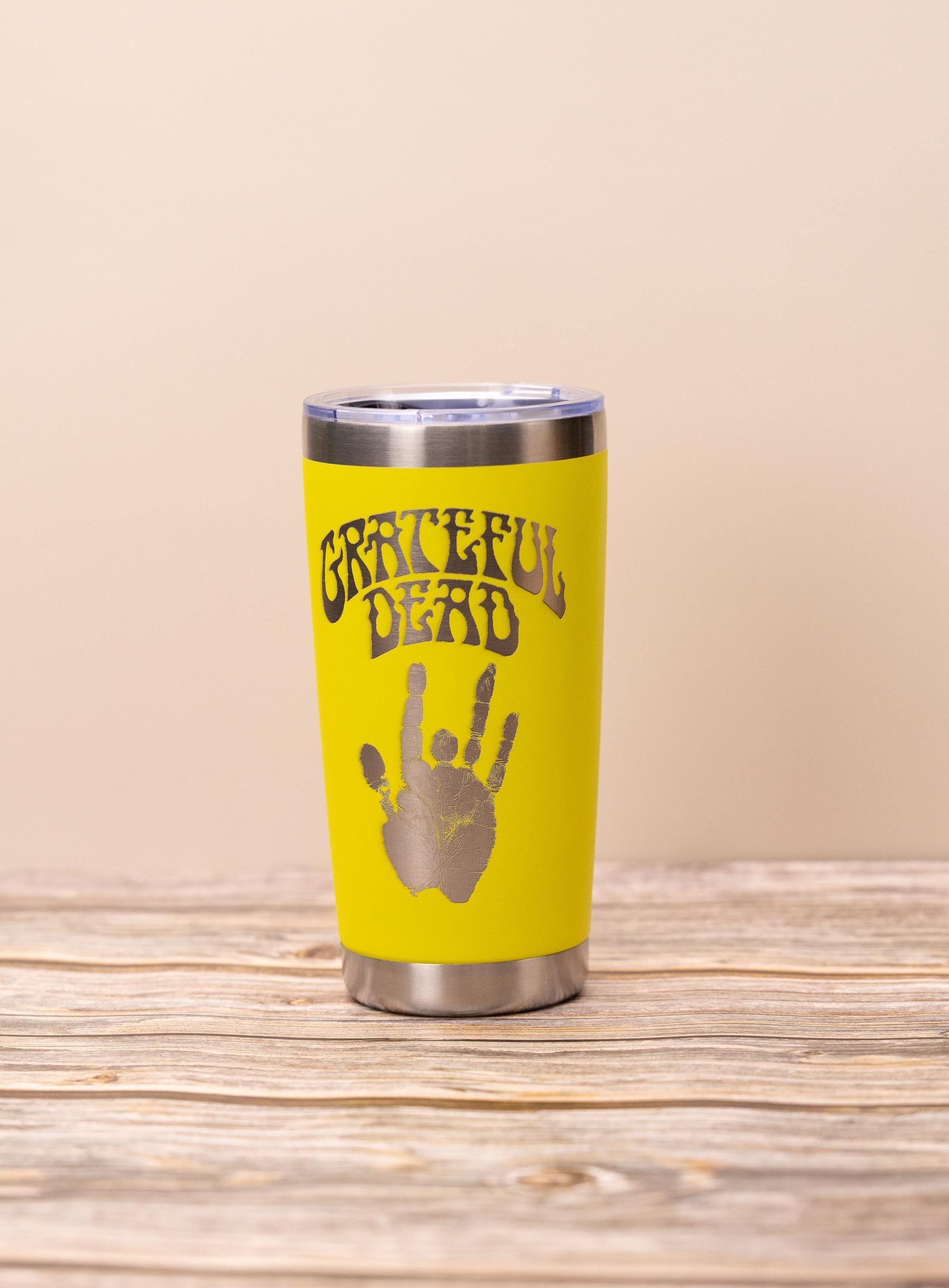 Grateful dead jerry’s hand 20 oz tumbler | laser engraved stainless steel cup with lid | gift for deadheads & music fans