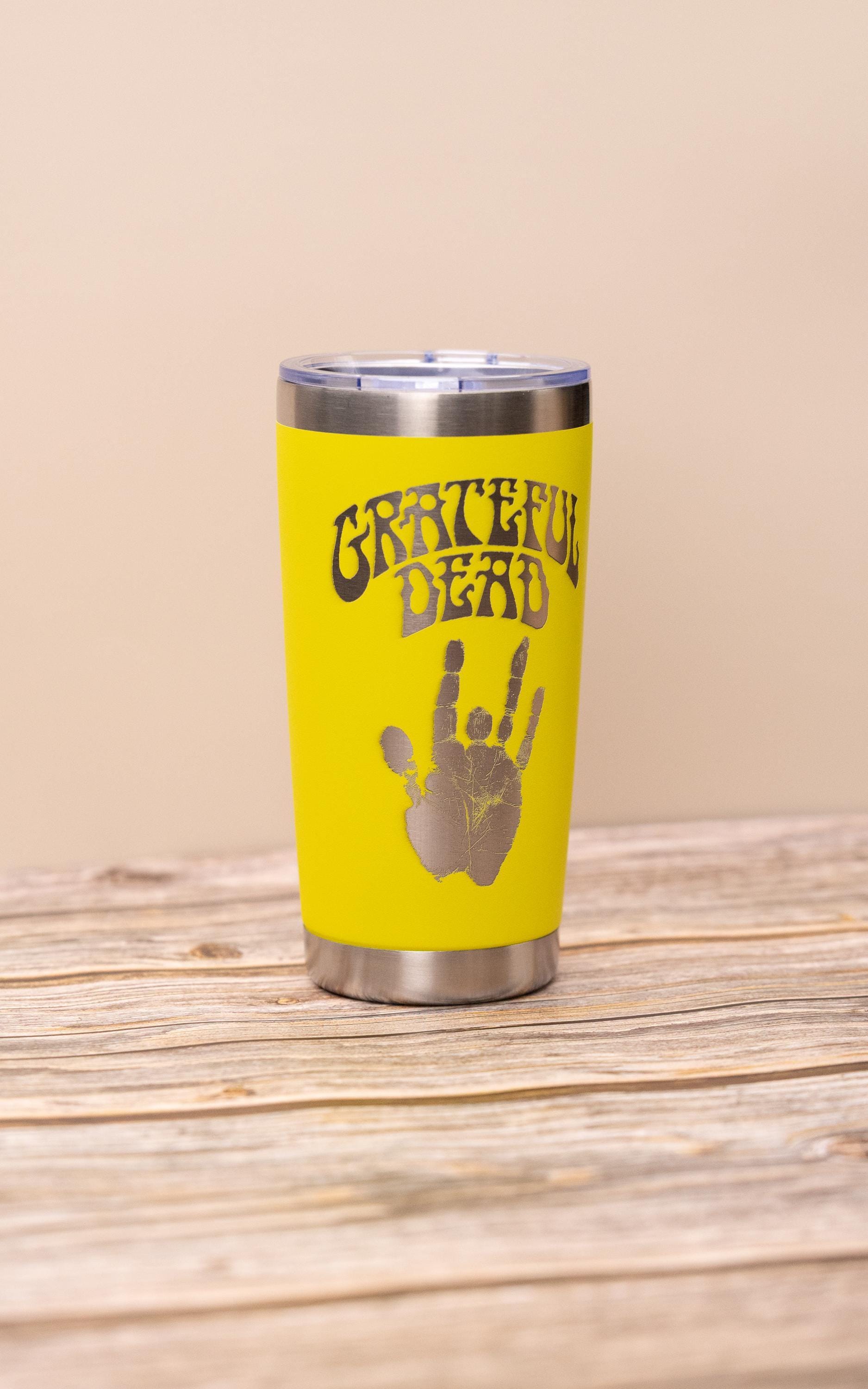 Grateful dead jerry’s hand 20 oz tumbler | laser engraved stainless steel cup with lid | gift for deadheads & music fans