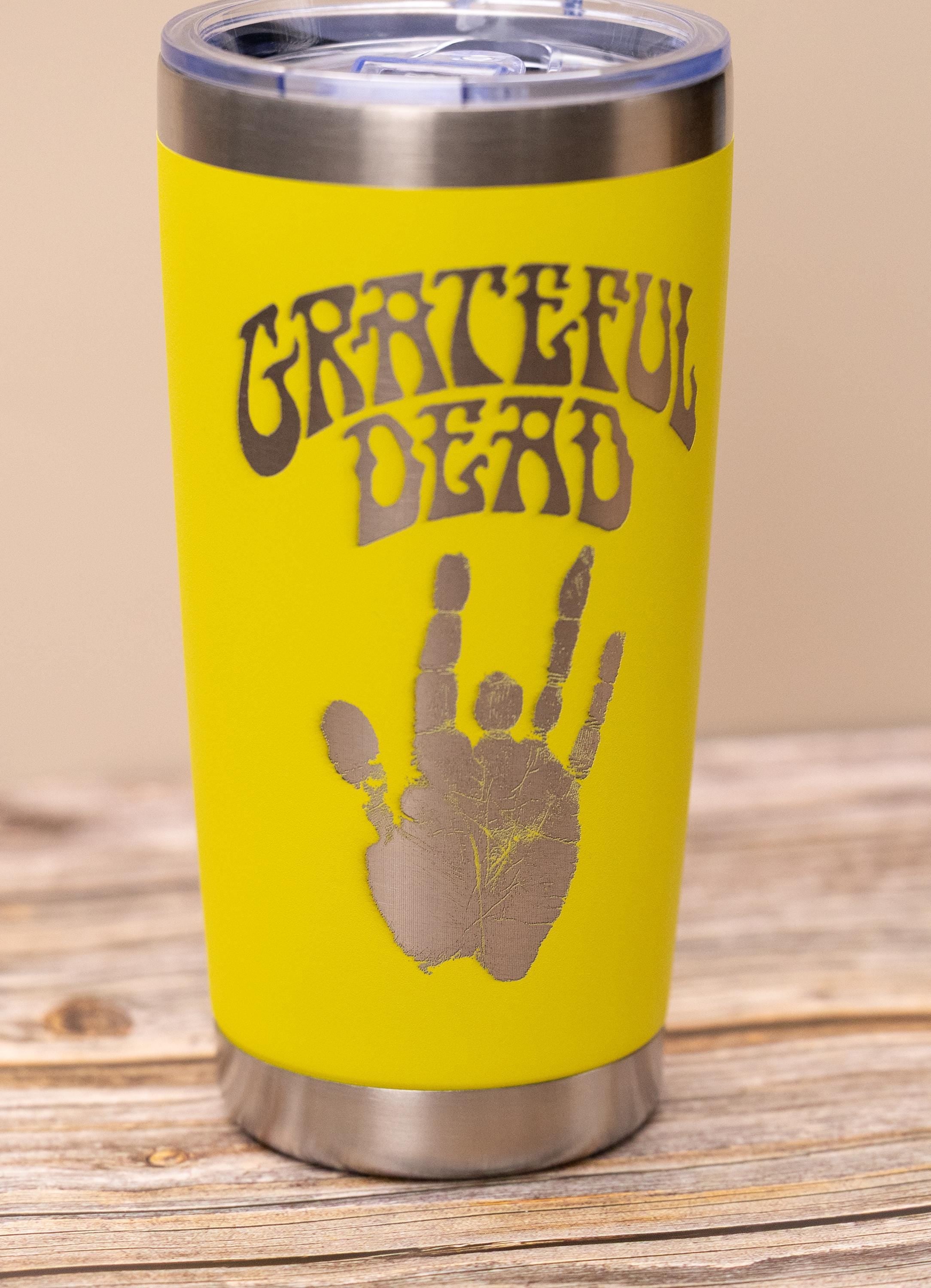 Grateful dead jerry’s hand 20 oz tumbler | laser engraved stainless steel cup with lid | gift for deadheads & music fans