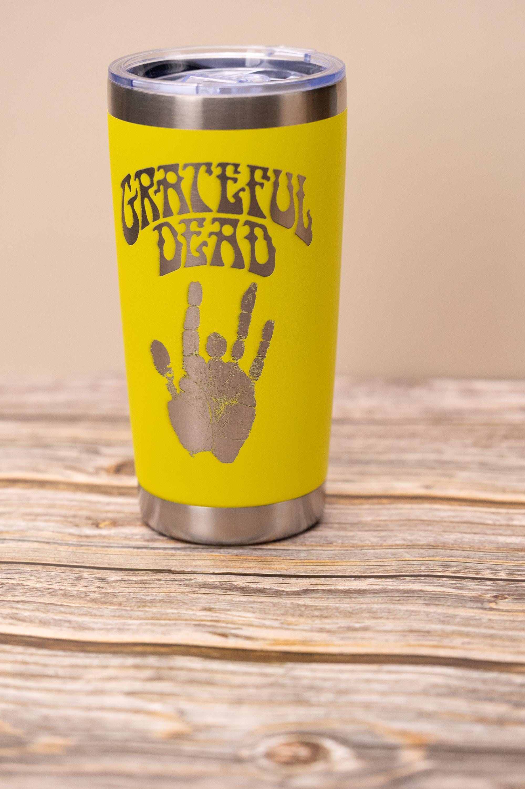 Grateful dead jerry’s hand 20 oz tumbler | laser engraved stainless steel cup with lid | gift for deadheads & music fans
