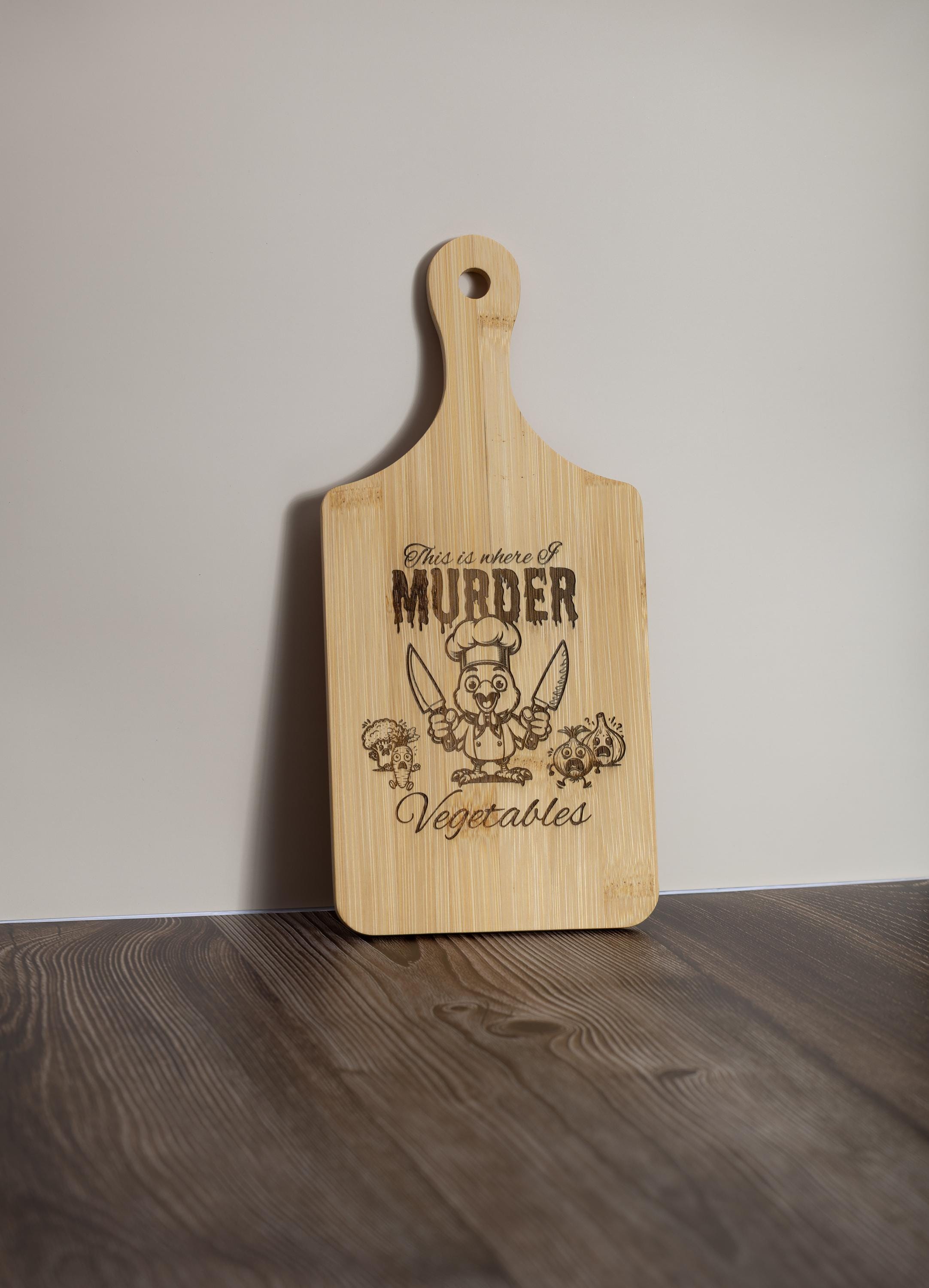 This is where i murder vegetables bamboo cutting board | 5"x11" laser engraved funny kitchen board & gift
