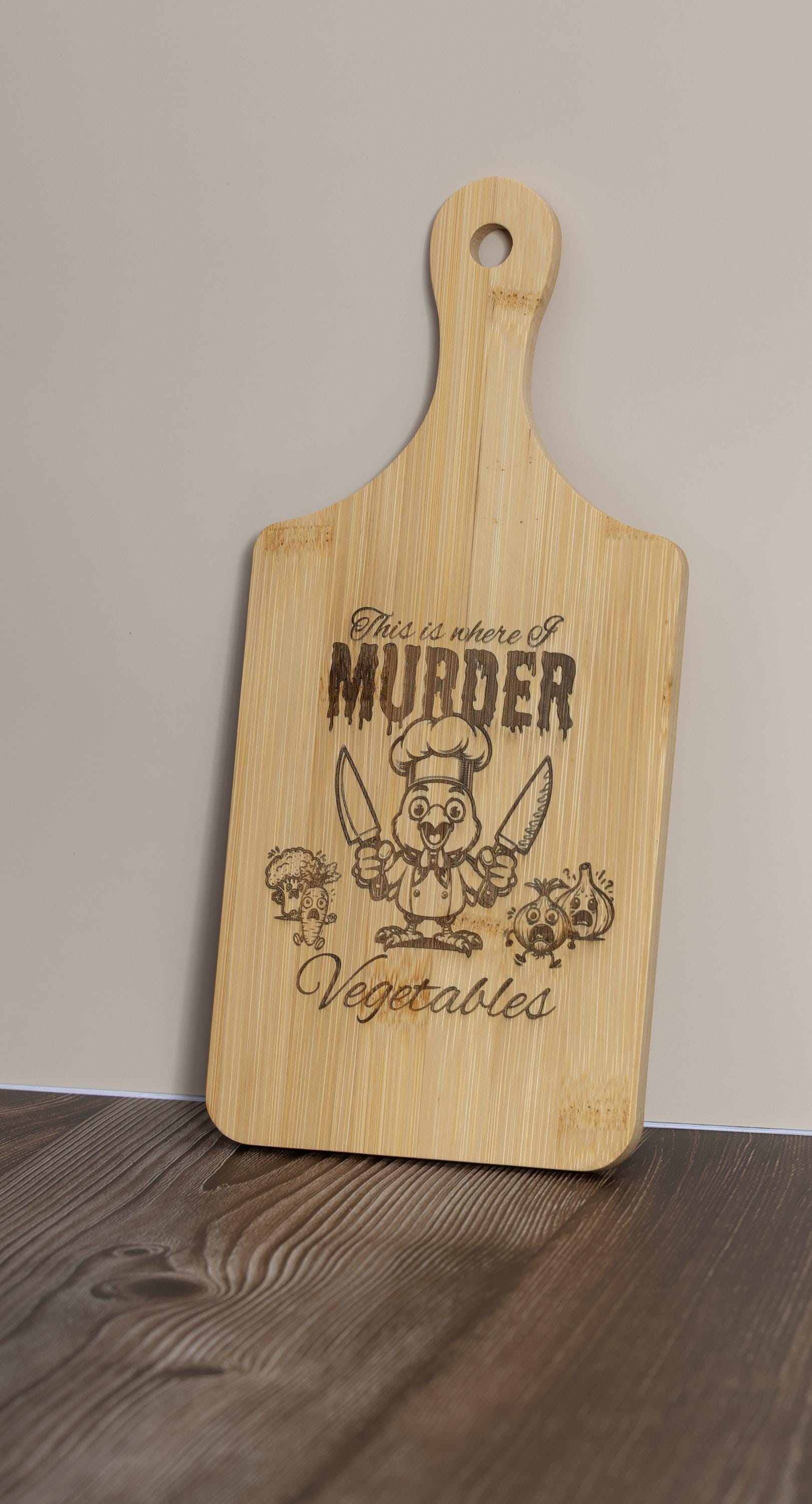 This is where i murder vegetables bamboo cutting board | 5"x11" laser engraved funny kitchen board & gift