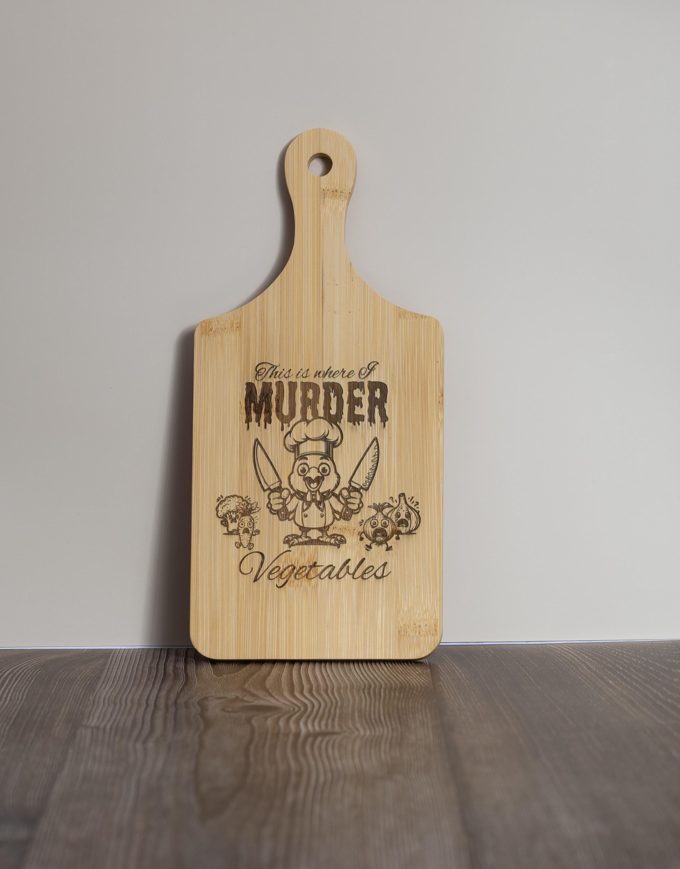 This is where i murder vegetables bamboo cutting board | 5"x11" laser engraved funny kitchen board & gift