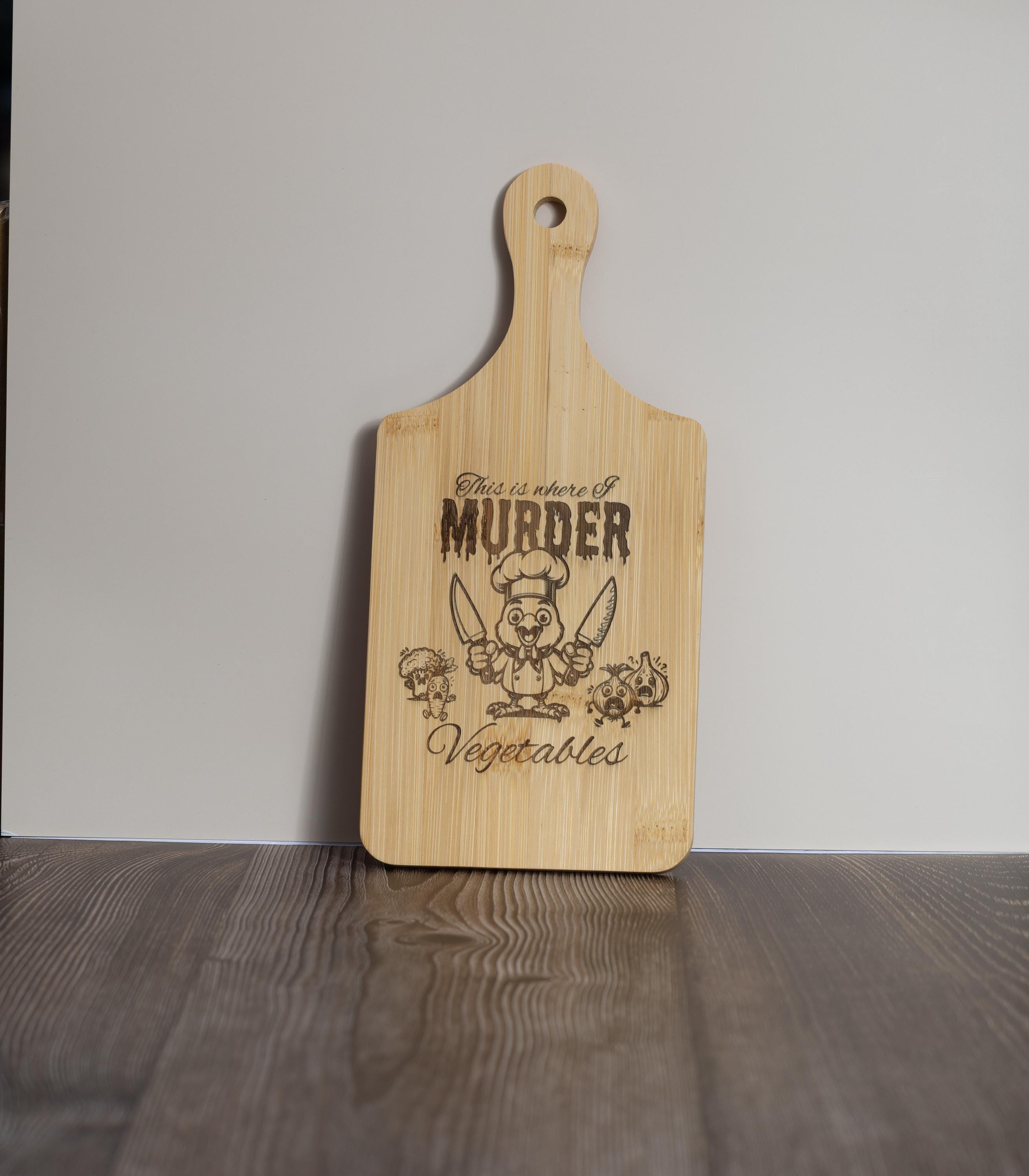 This is where i murder vegetables bamboo cutting board | 5"x11" laser engraved funny kitchen board & gift