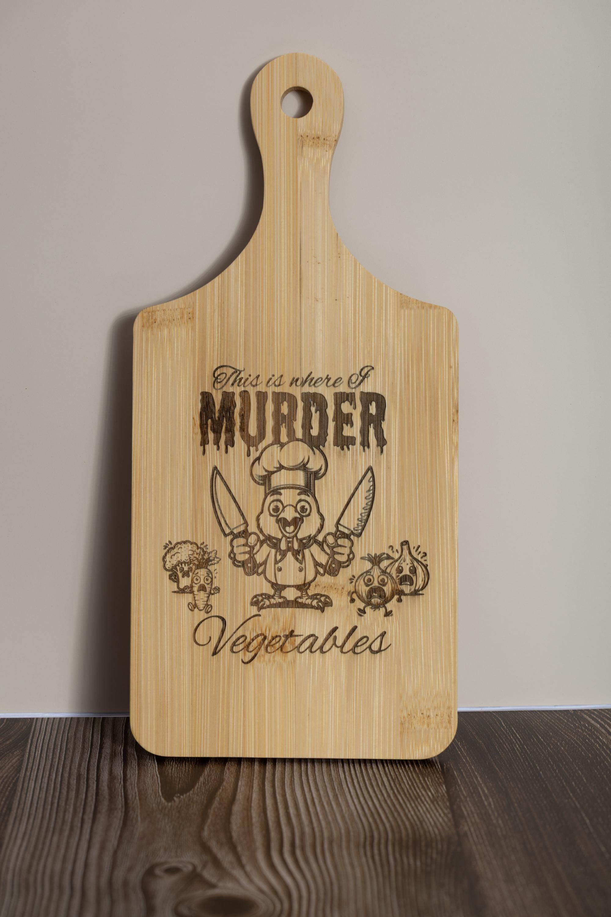 This is where i murder vegetables bamboo cutting board | 5"x11" laser engraved funny kitchen board & gift