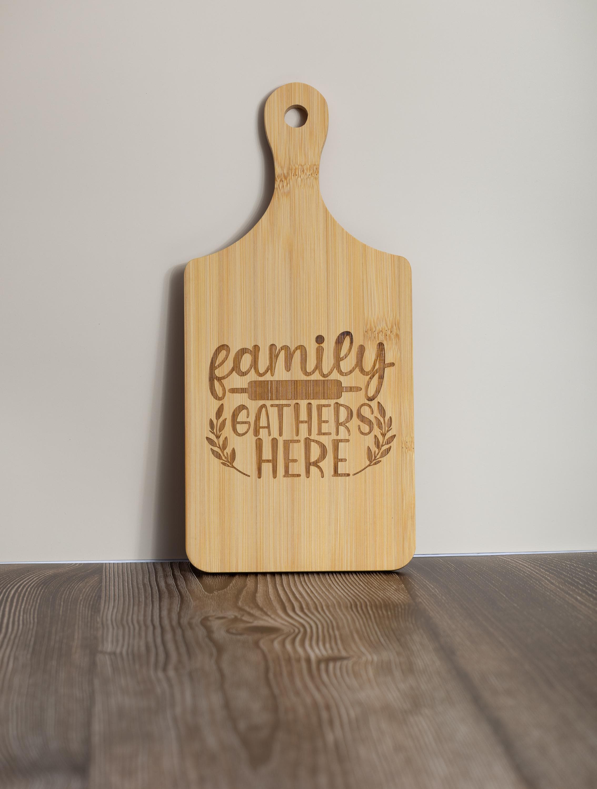 Laser engraved bamboo cutting board: rustic kitchen decor (5x11)