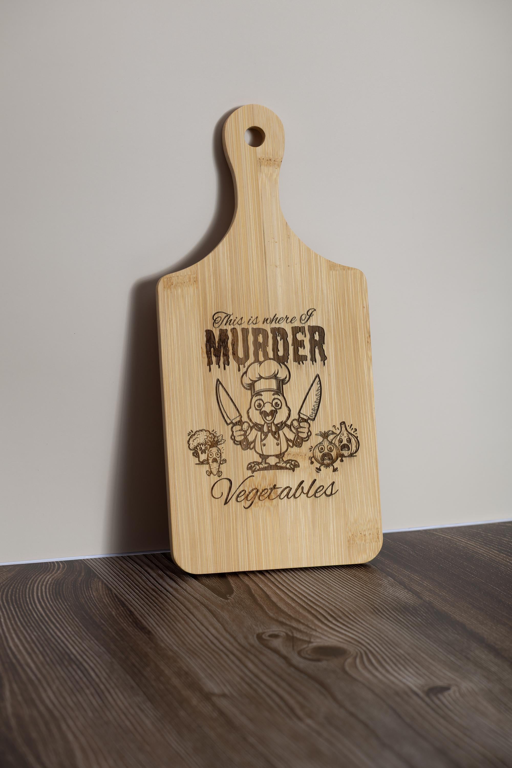 This is where i murder vegetables bamboo cutting board | 5"x11" laser engraved funny kitchen board & gift