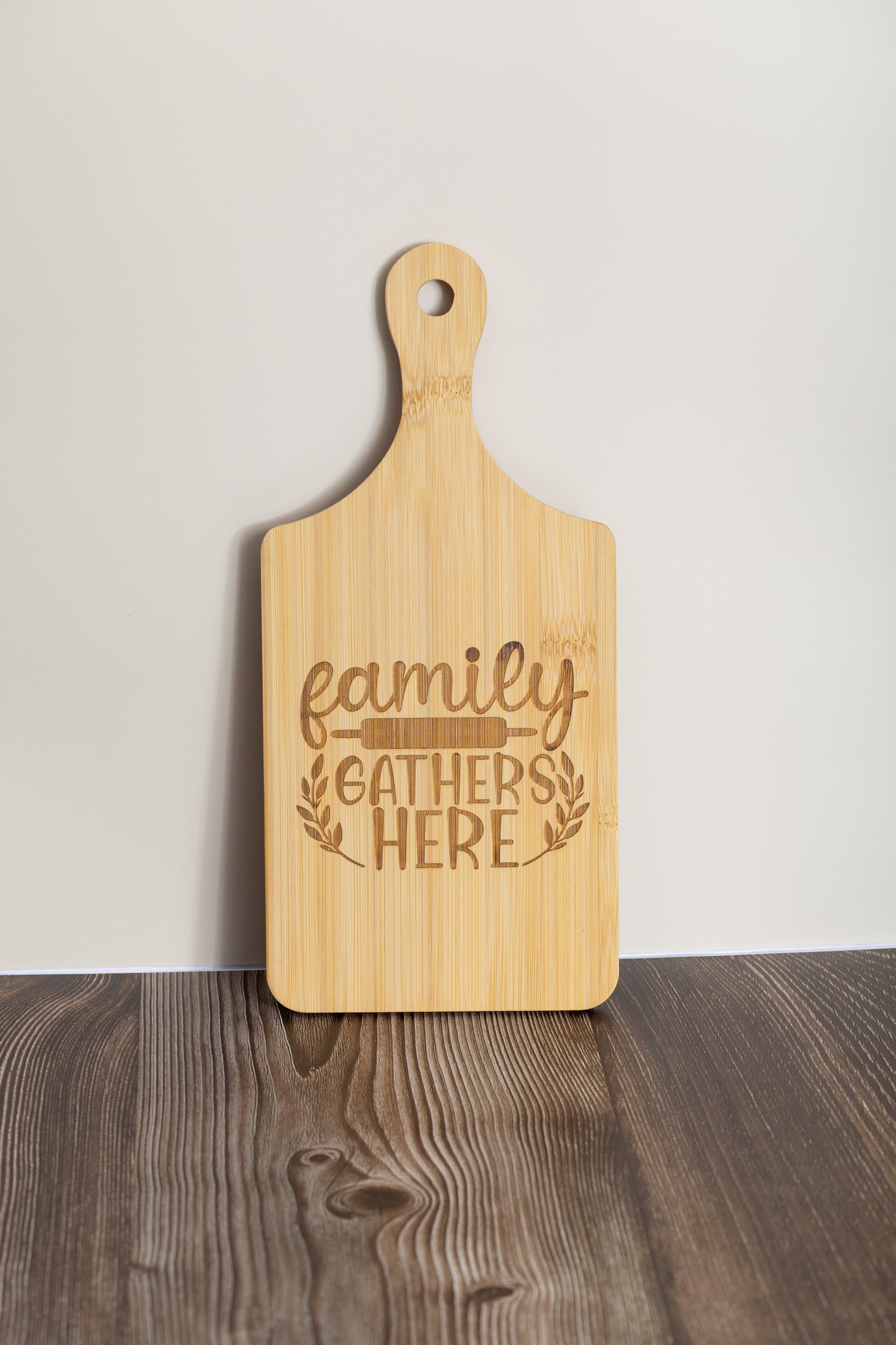 Laser engraved bamboo cutting board: rustic kitchen decor (5x11)