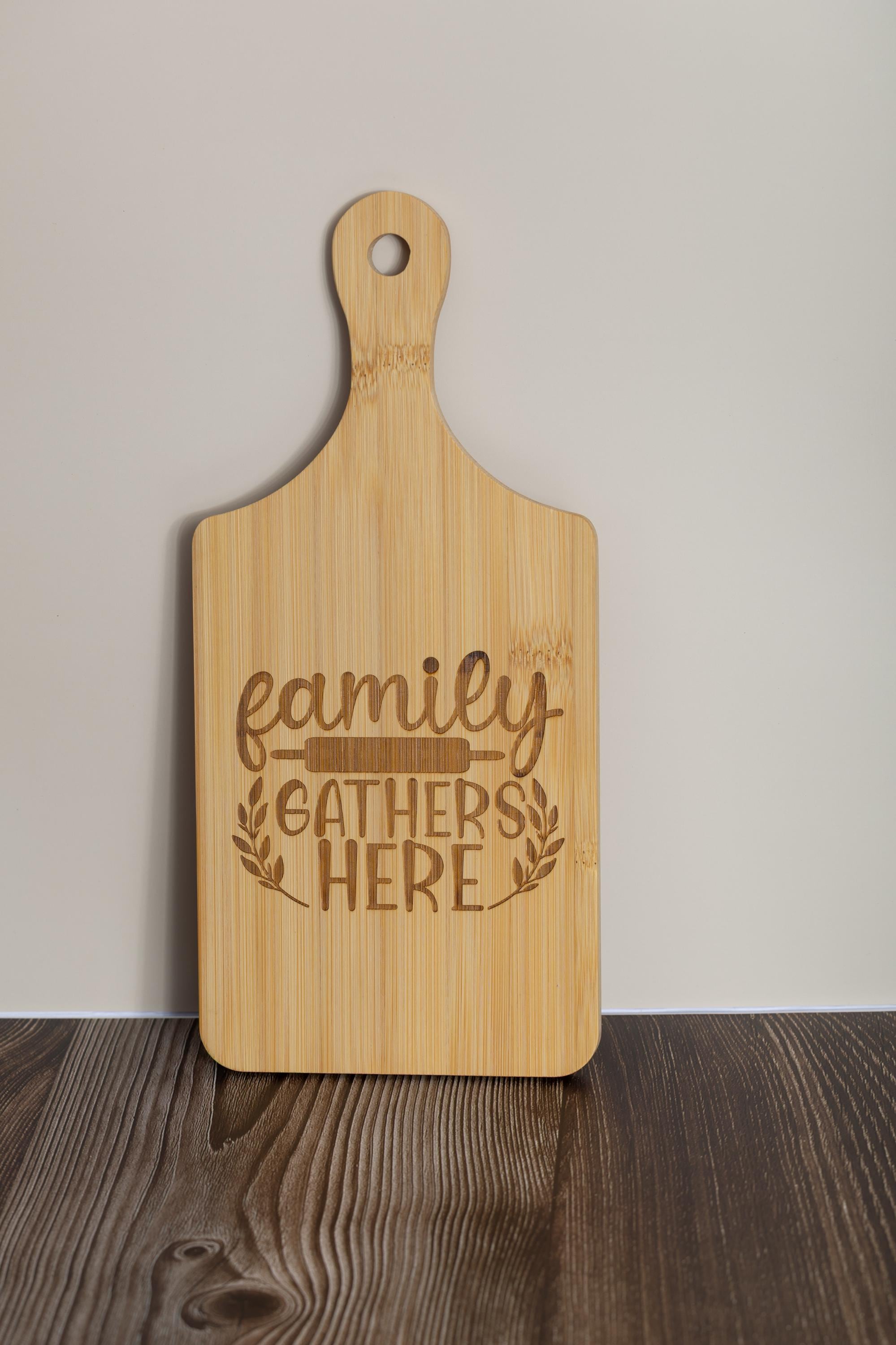 Laser engraved bamboo cutting board: rustic kitchen decor (5x11)