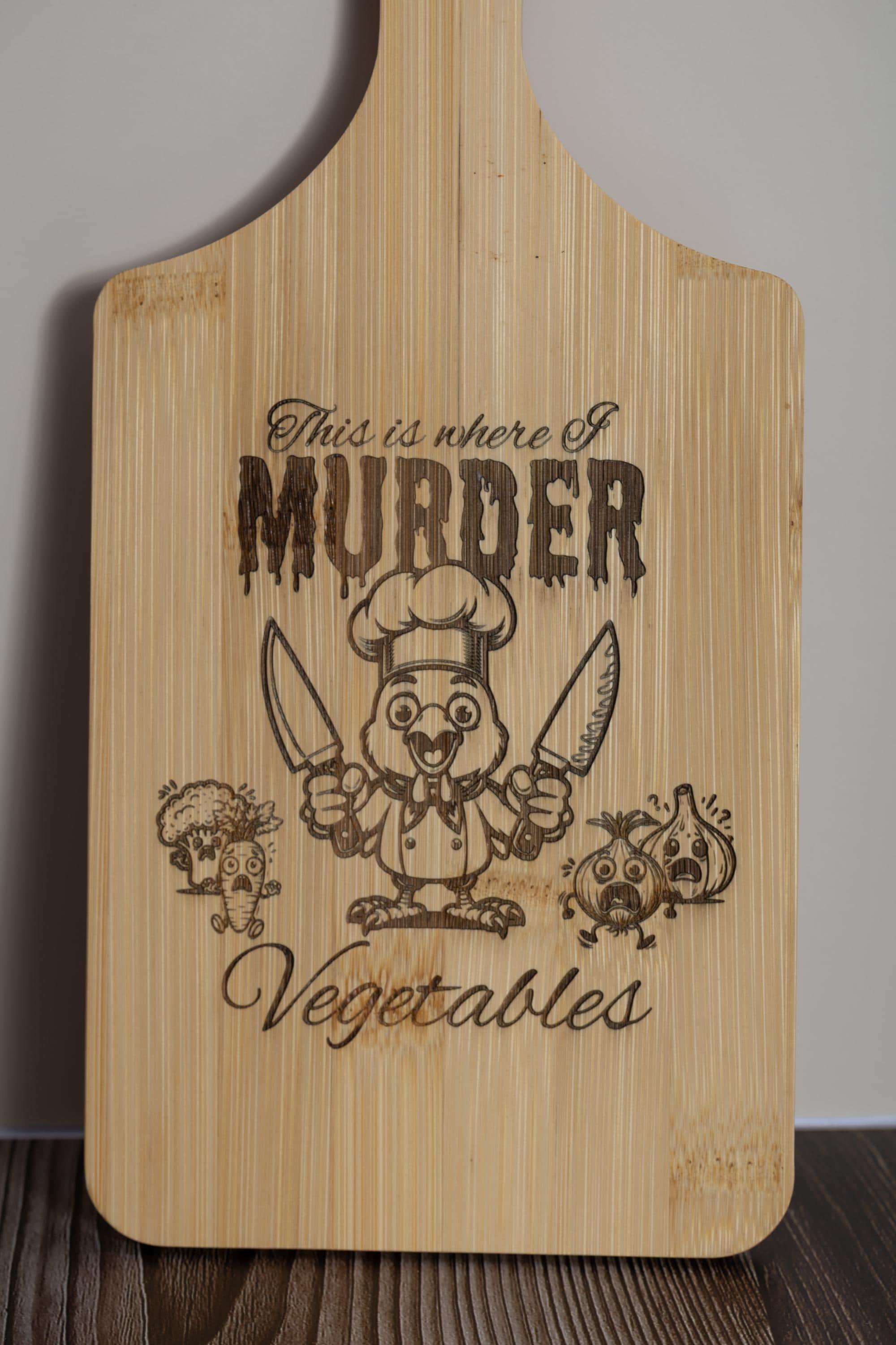 This is where i murder vegetables bamboo cutting board | 5"x11" laser engraved funny kitchen board & gift