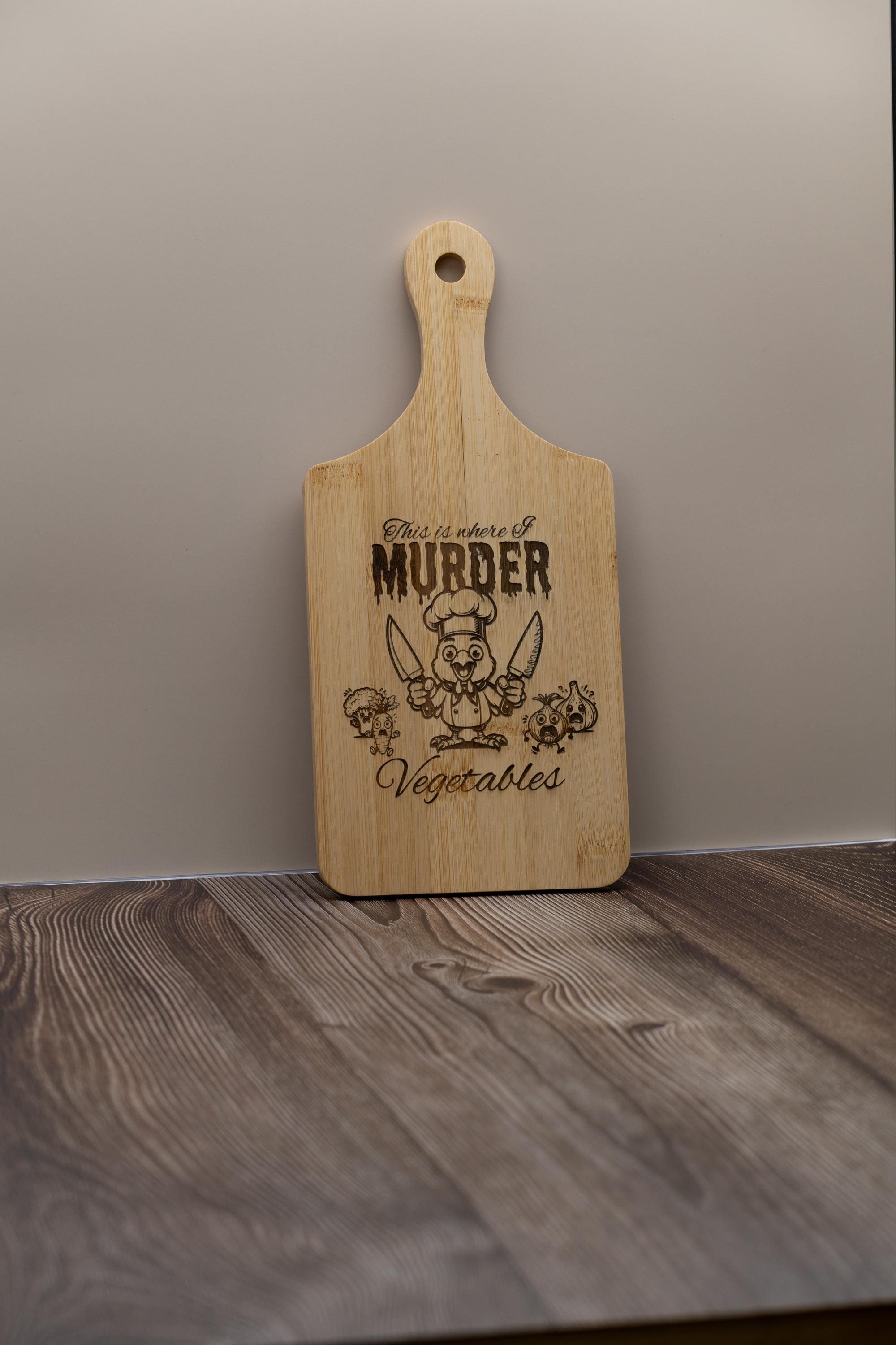 This is where i murder vegetables bamboo cutting board | 5"x11" laser engraved funny kitchen board & gift