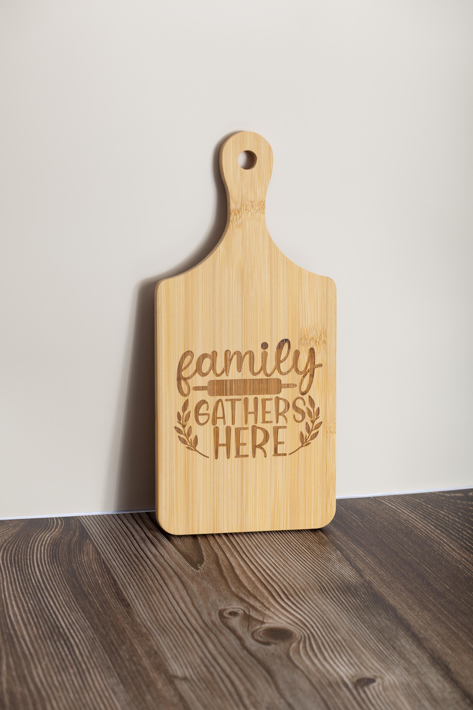Laser engraved bamboo cutting board: rustic kitchen decor (5x11)